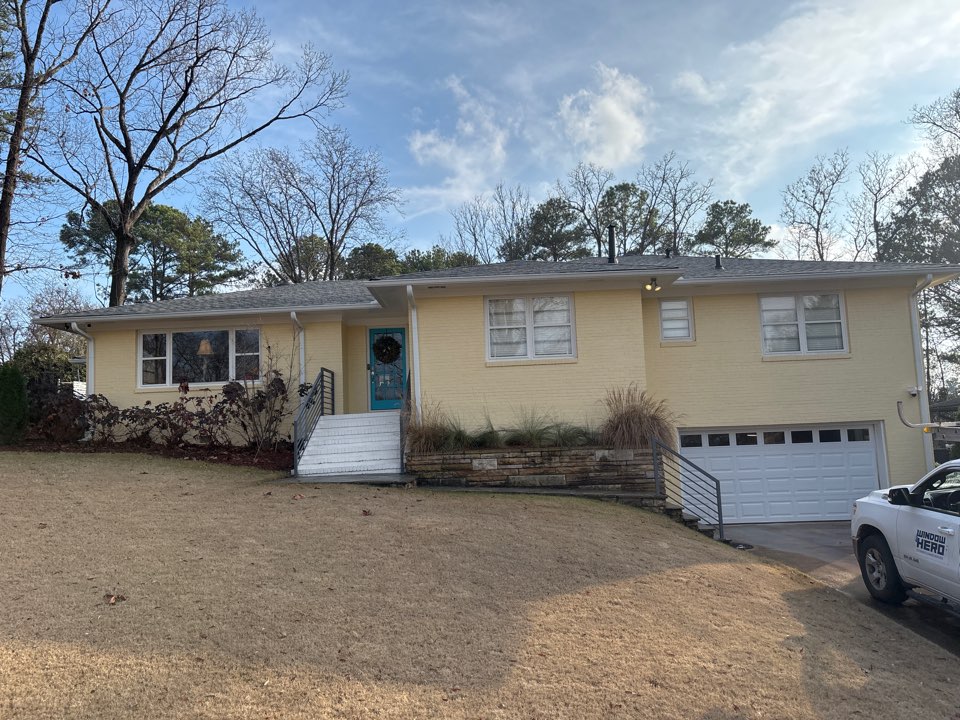Birmingham, AL - Just did a house wash on just the eves and gutters, soft washed the window frames and cleaned the outside windows! 