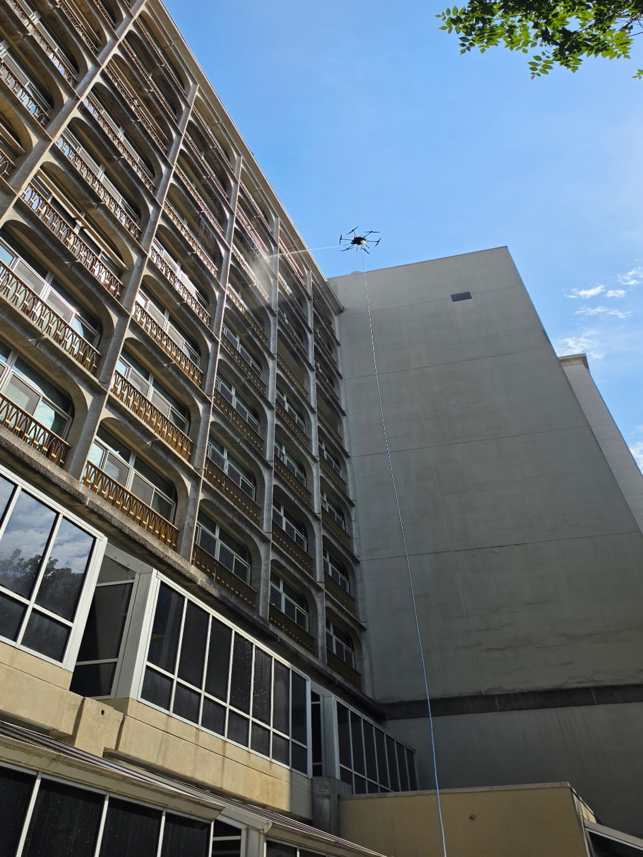 Atlanta, GA - Brookhaven area of Atlanta, GA - Canterbury Court, a retirement community, 3 week project. Full exterior building washes and dull exterior window wash, exclusively with our drone technology! 