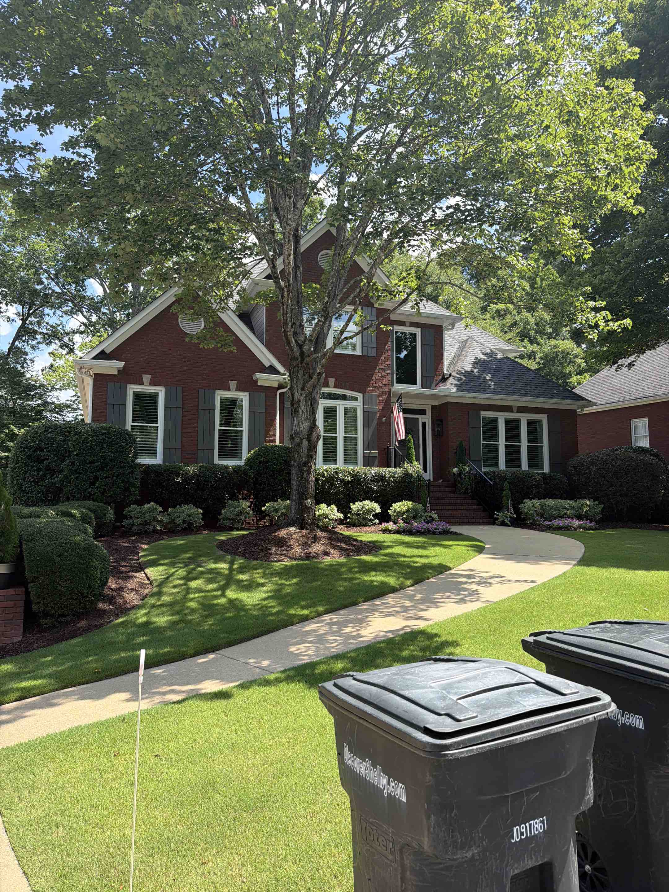 Birmingham, AL - Soft wash Flagstone patio to remove mildew. Rinsed off and cleaned patio furniture and playground equipment.