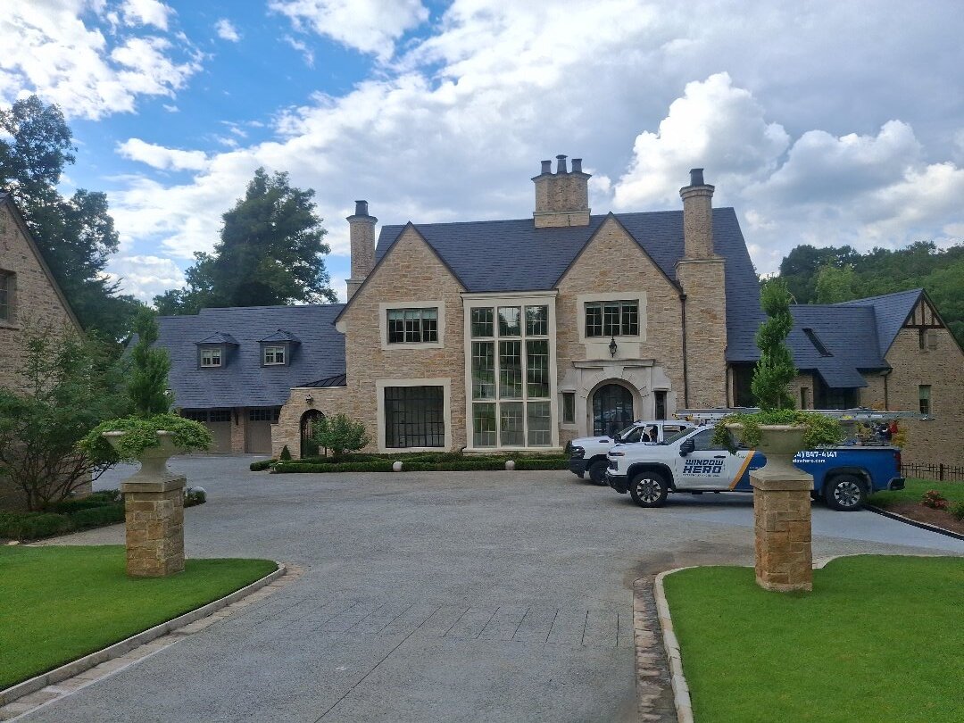 Atlanta, GA - We did gutter leaf cleanout on this 15,000 square foot estate in Buckhead 