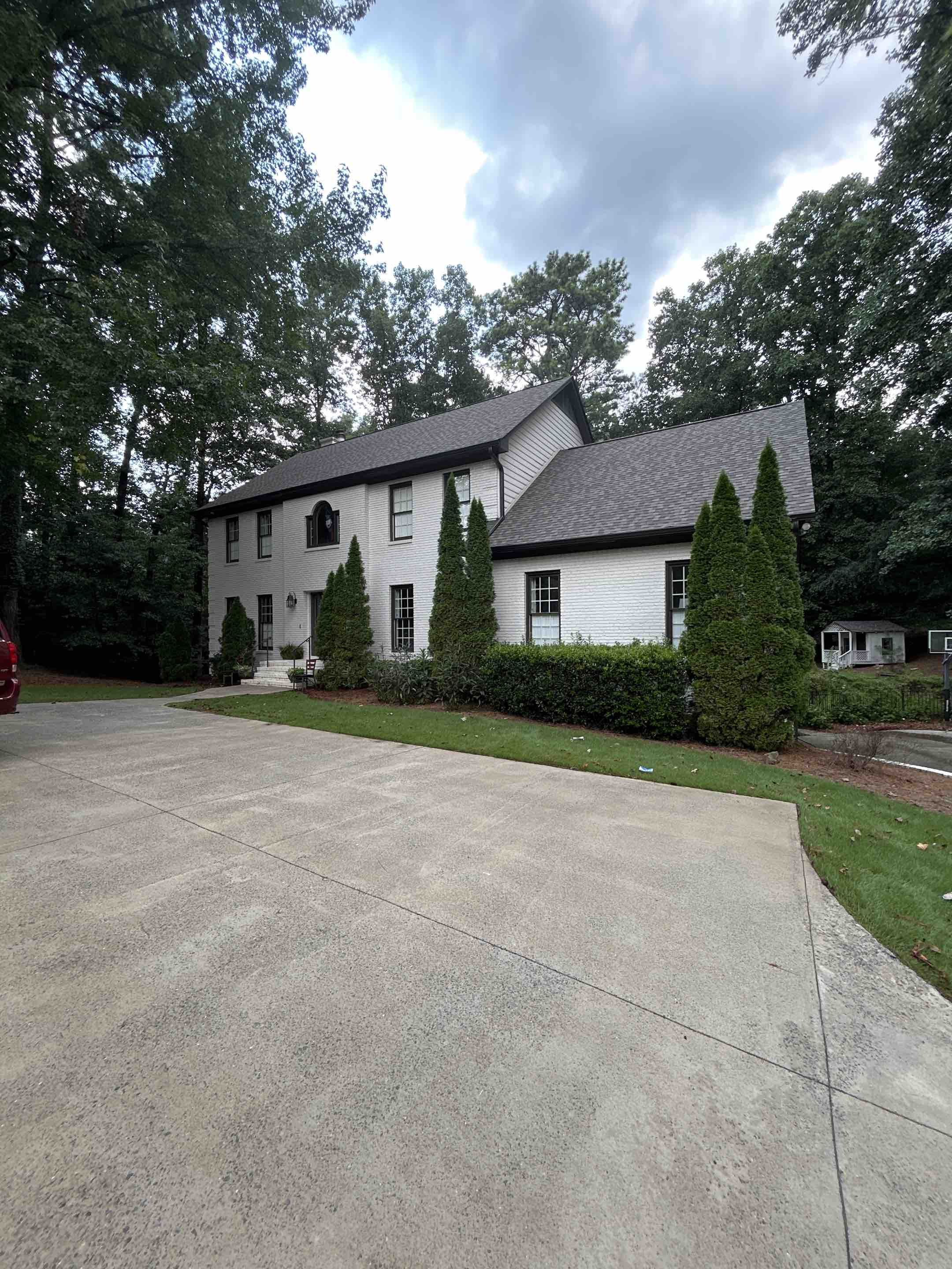 Birmingham, AL - Did a gutter guard brush off here as well as interior and exterior windows and a house wash back deck, pressure washing and driveway pressure washing 