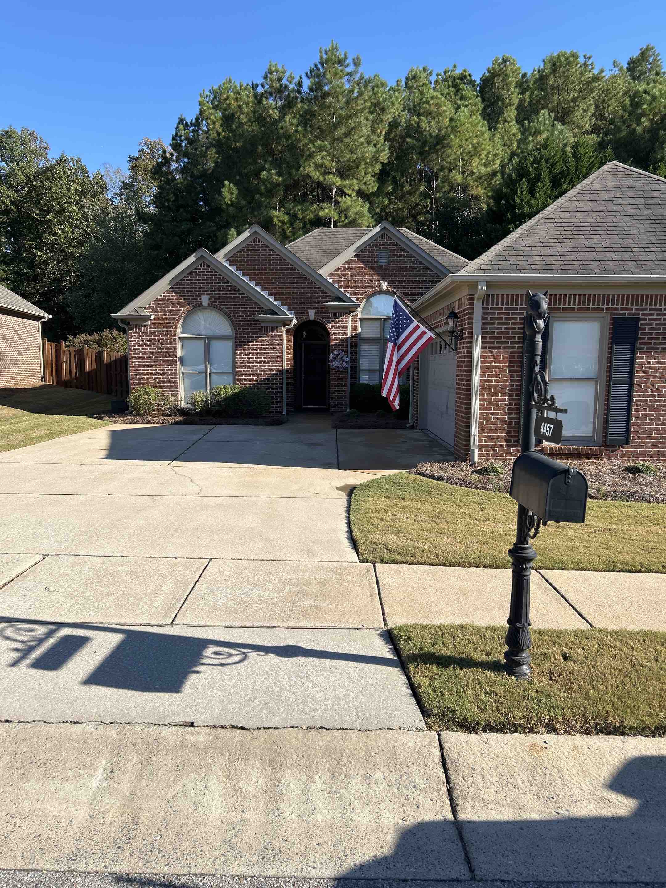 Birmingham, AL - Did back patio pressure washing here with driveway, pressure washing as well as a frame and sill soft wash and exterior windows