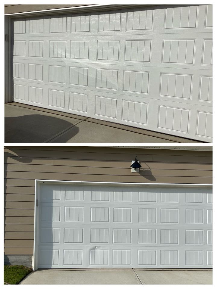 Replace damage section at bottom of a single two car metal garage door