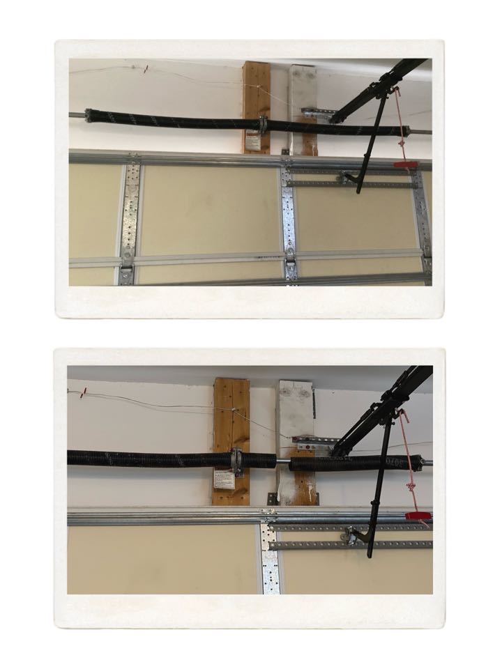 Replaced a broken, torn spring on a single two car insulated garage door.
