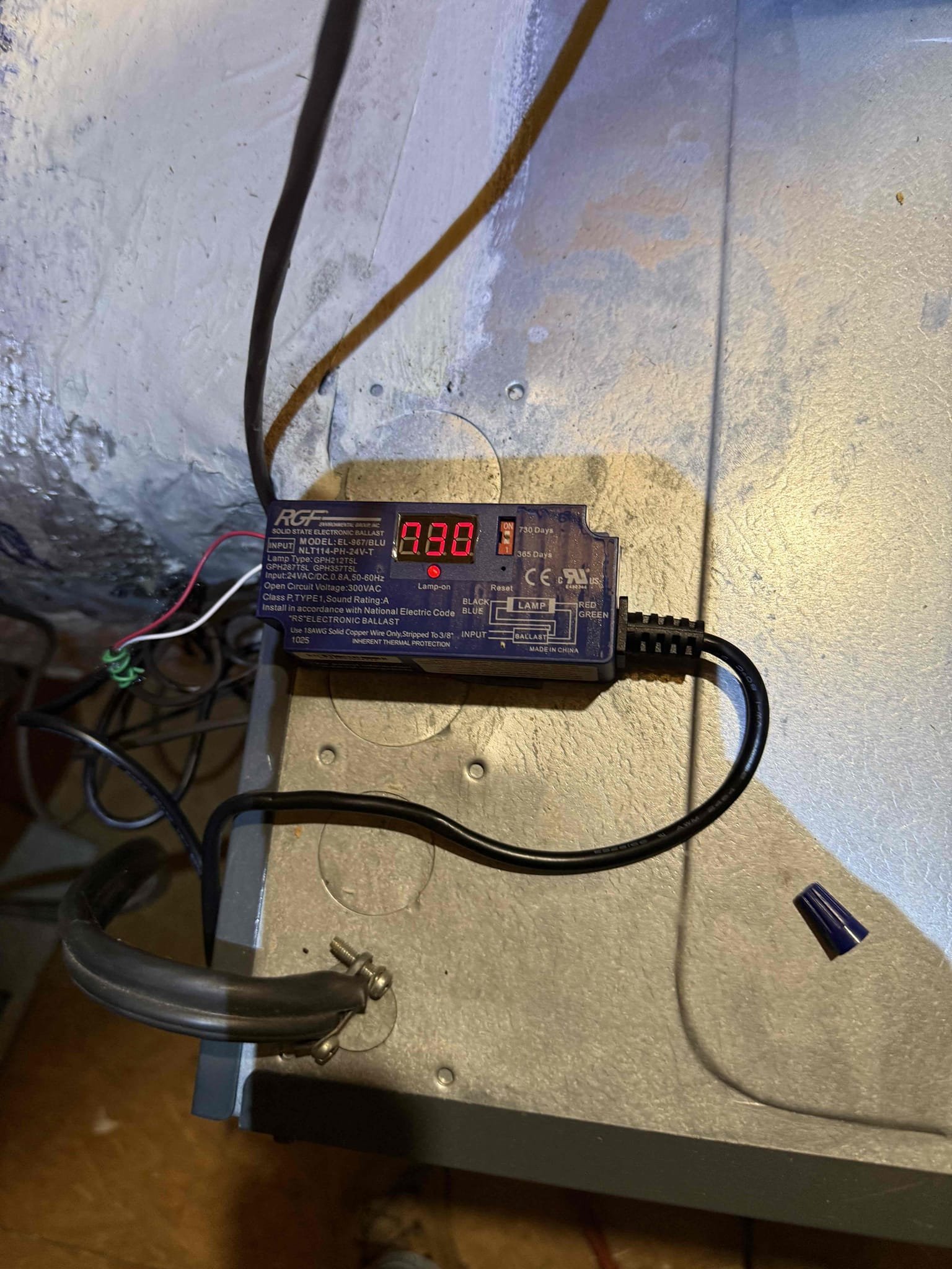 Installation UV lights inside of the air handler between the blower housing and coil. Installed safety switches on the secondary drain line and chained in to the other two switches on the auxiliary drain pan and ez trap