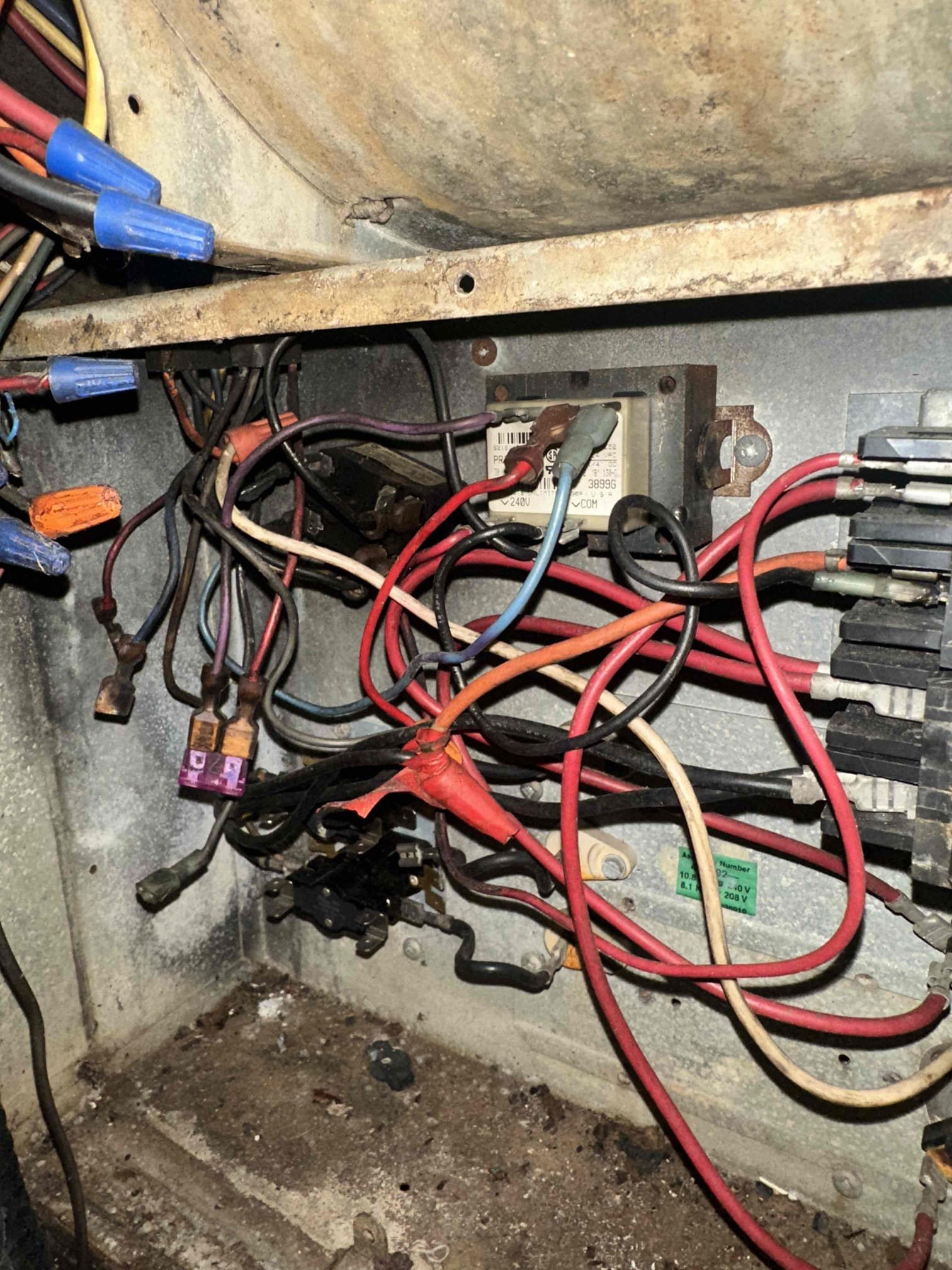 Arrived on job found that furnace has burnt out heater kit has burnt wires inside the electrical cabinet, causing a heater kit not to work. Explain customer I’d recommend replacing the heater kit breaker and some wires inside that electrical cabinet to get the system to work properly. customer understands customer wanted to go with a new furnace and furnace only customer currently did not get approved. She said she is going to call her dad in the morning and give me a call and see what they wanna do.