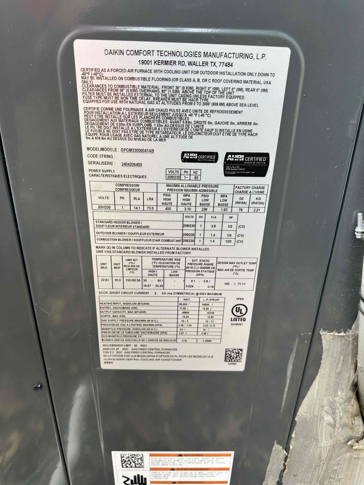 Clean pressure switch system seem to running properly no issues upon departure 