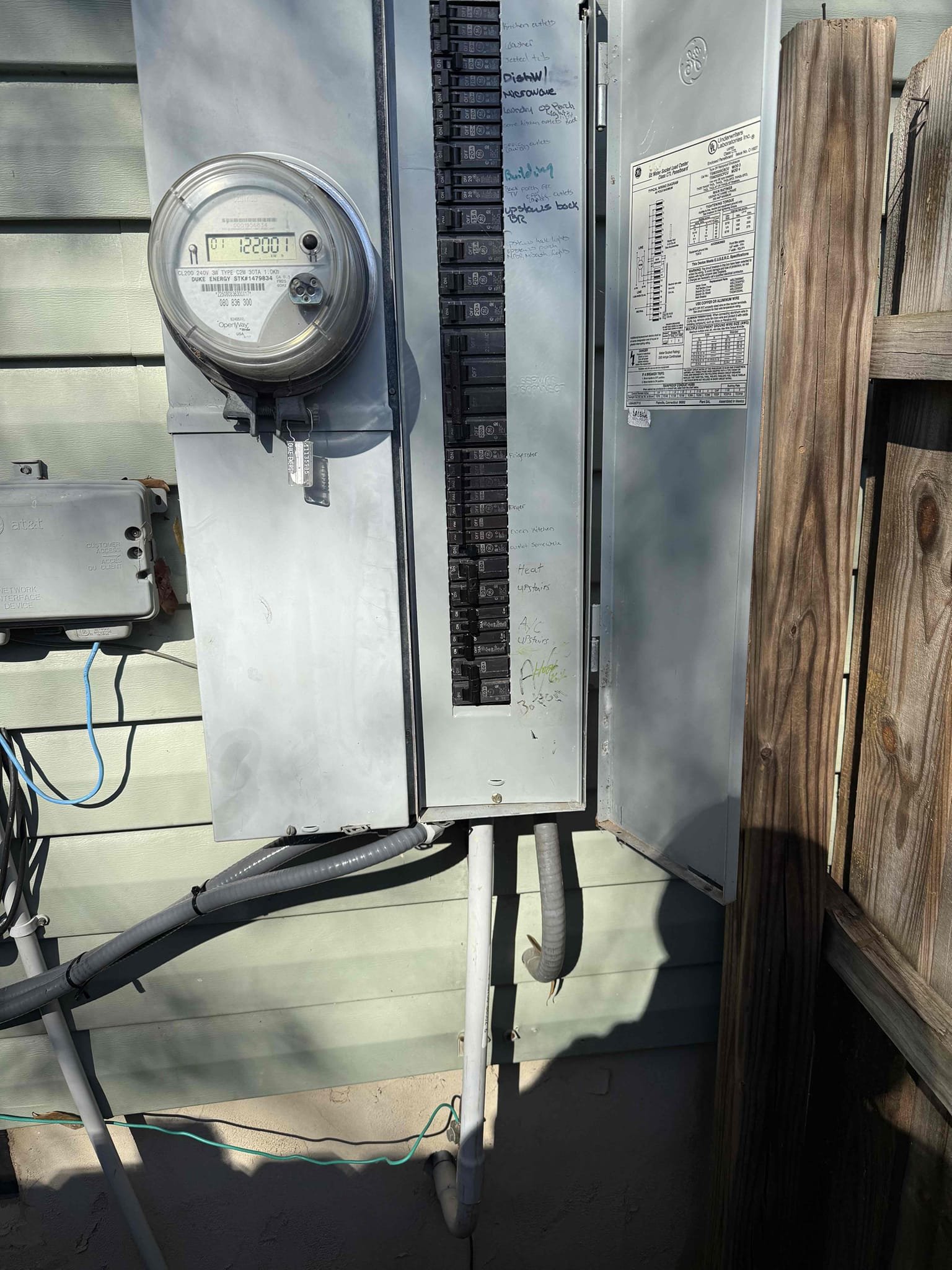 We need to put in a work order for a designated power source for the heat kit on the package unit. Customer states she will be out of town next week, but she can get her neighbor to come over if we want to set up a day for next week.
Room will need to be made in this panel with slim line breakers. There is room to change out 130 slim line and another 40 slim line to create the room to add our designated power source. This job will require our unit to be running on a 30-amp breaker for the heat pump and a 50-amp breaker for the 7.5 KW heat kit
Please note that the breaker box is directly to the right of the package unit
The wire that is present now is number six wire going to the 60-amp breaker. So, if we just changed that breaker there on the number six wire to a 50-amp breaker, we could use it on the heat kit and just add a disconnect and eight wire to a 30-amp breaker for the heat pump.
Materials will be approximately 15 feet of number eight wire, a disconnect and a liquidity and fit