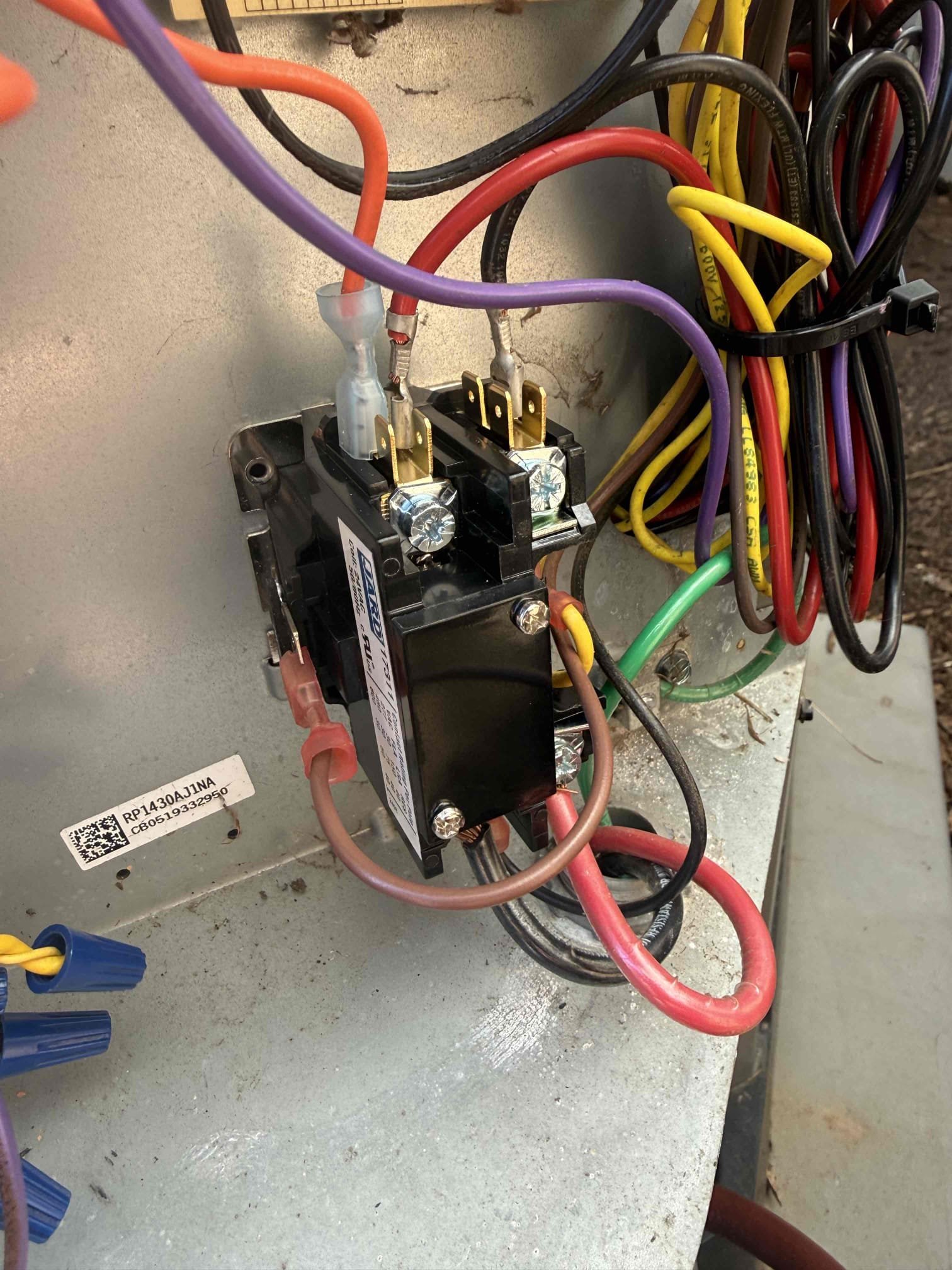 Labor and contactor, as well as repaired to the wire that was rubbing copper on the inside of the condenser. This was due to a factory installation, failure with vibration, rubbing through the wire and chattering the contactor, dropping the signal to the outdoor unit, then trying again after the delay in the board. This would’ve been continuing to happen until repaired.