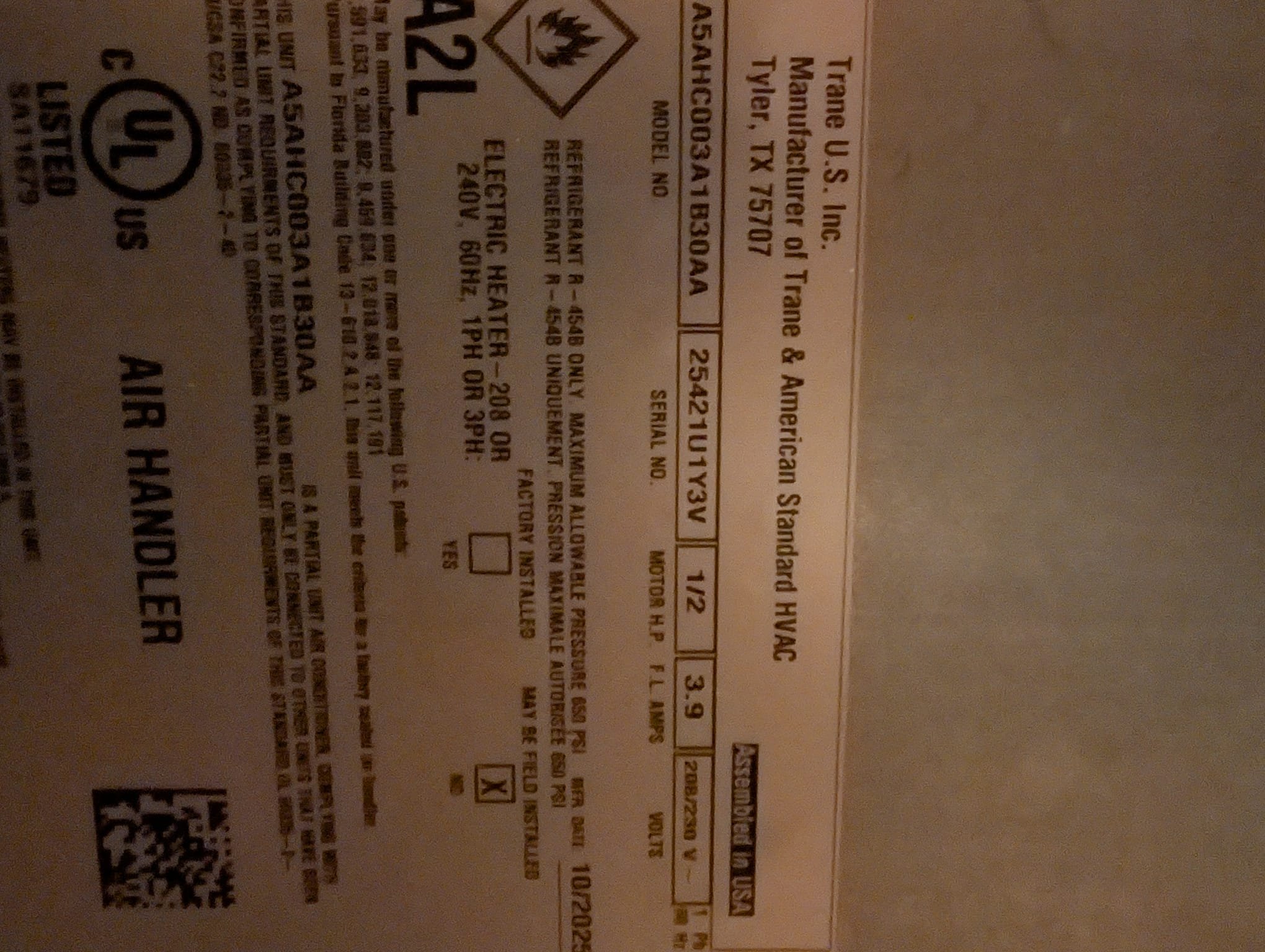 Replaced 2.5 ton heat pump and air handler. Installed new pad, drain pan, disconnect, whip, and thermostat. Installed 2 new float switches. Installed 20x20x4 Aprilaire filter. Flushed line set and drain line. Verified operation in heating mode. System is operational at time of departure. Homeowner requested a wifi thermostat but did not have one on the truck at time of install.