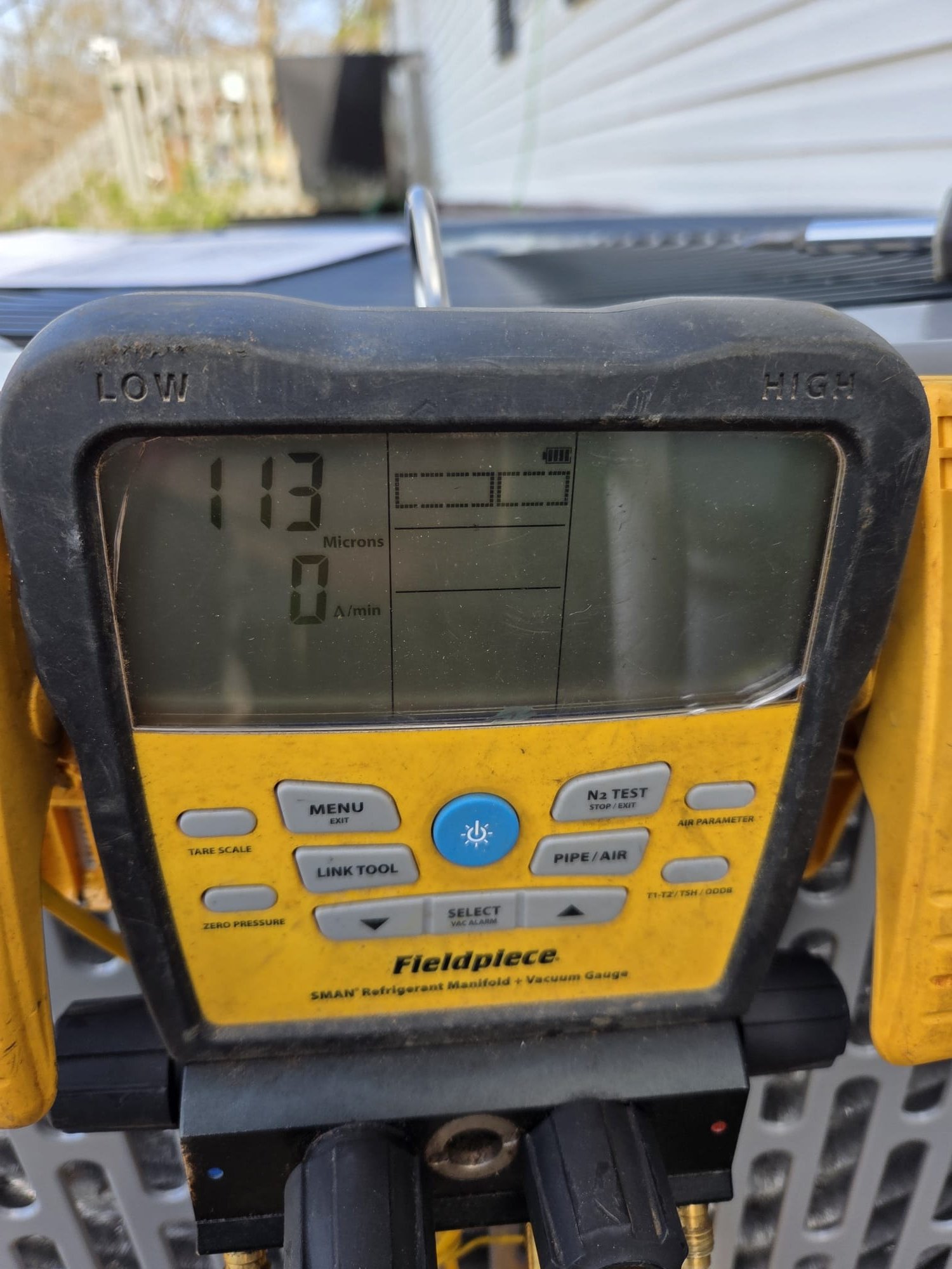 Installation of new 2.5 ton heat pump split system for mobile home. Moving thermostat from the existing location to right beside the air handler on the small wall.

Ran new line set because the old was coated with soot inside. Reconnected drain line and installed new 20x20x1 grille. Verified system in cooling. System is operational at time of departure.