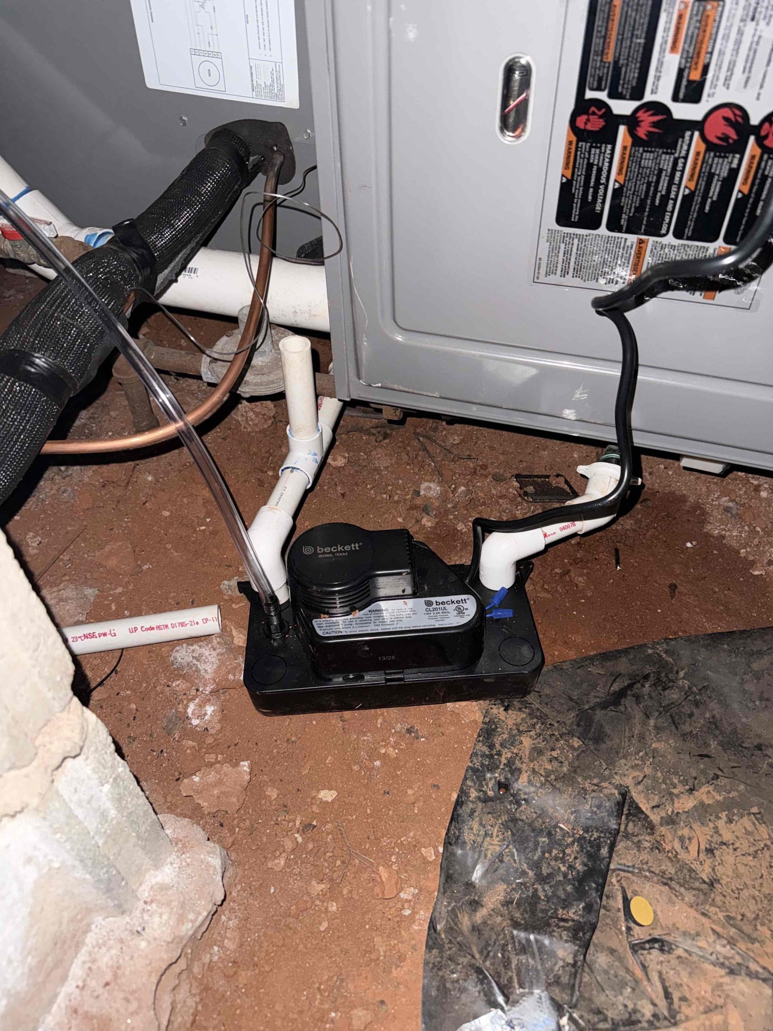 Installation of condensate pump tube and barb fitting
Installation of condensate pump tube and barb fitting