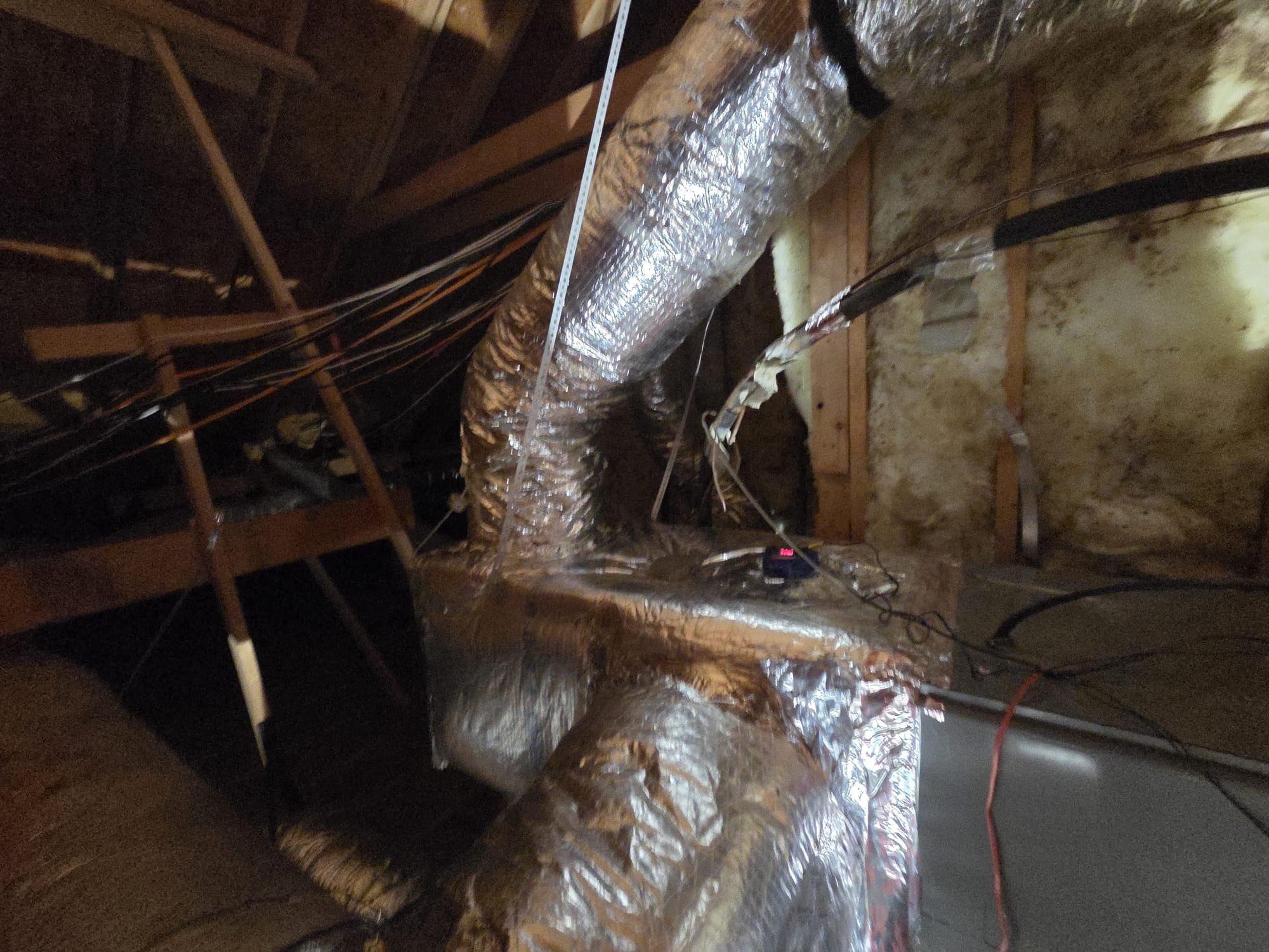 Built a 4ft plenum, moved the upstairs zone trunk off of the main trunk and upsized to a 12" and upsized the main zone trunk to an 18". Extended the bypass to give the air time to cool down or heat up. Moved the DAT sensor from the return to the supply. Installed new return plenum and installed reme Halo. Verified system in cooling mode. System is operational at time of departure.