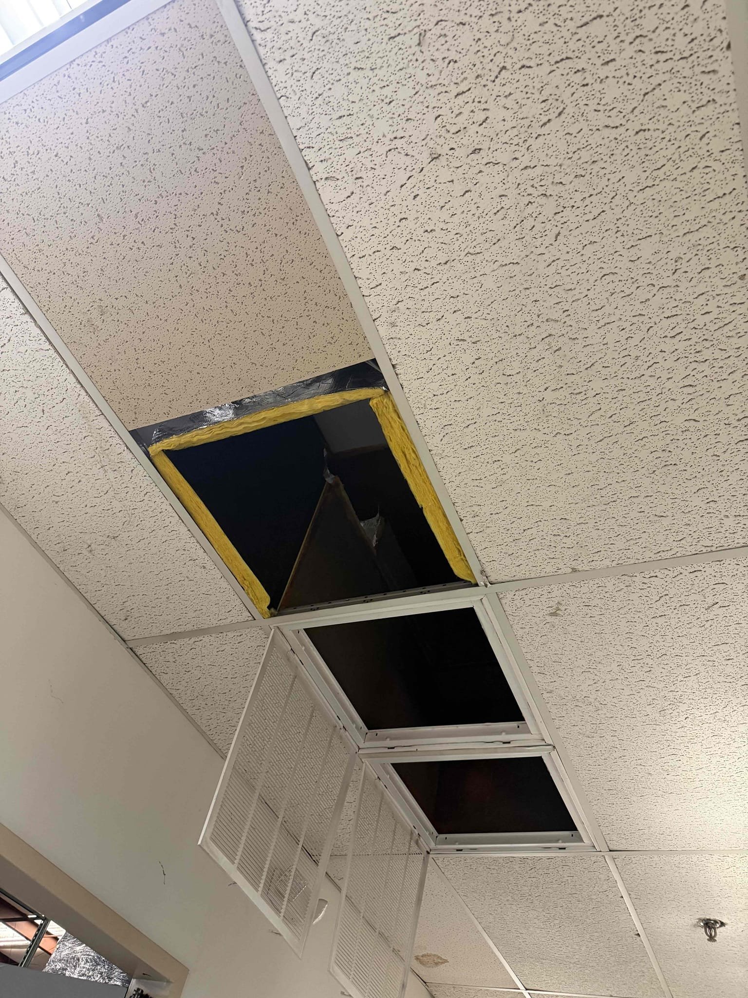 Finished installing the returned duct and drain pan. 