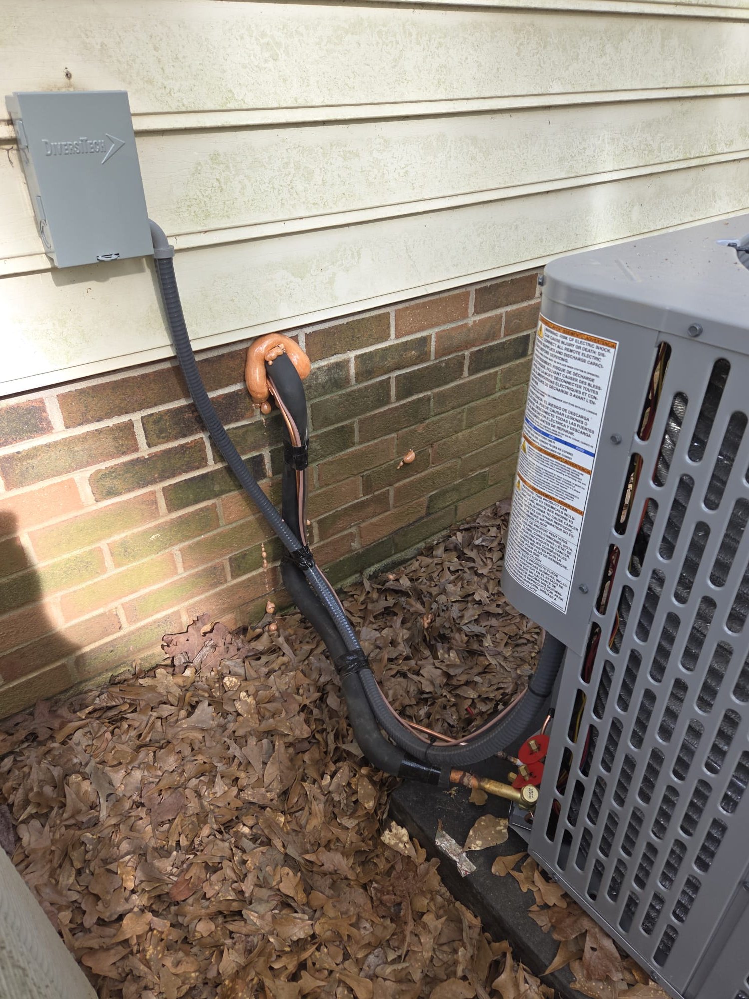 Replaced 2.5 ton heat pump and air handler. Ran new line set, installed new pad, disconnect, whip, thermostat. Installed 20x20x4 Aprilaire. Installed new ductwork. Verified operation in cooling mode
 System is operational at time of departure.