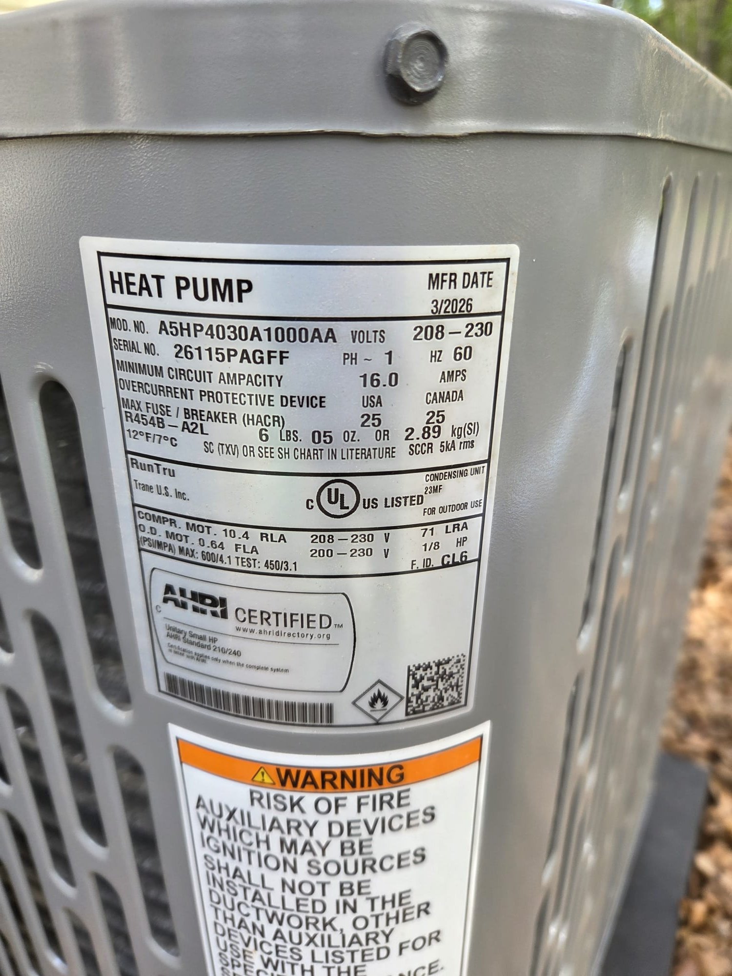 Replaced 2.5 ton heat pump and air handler. Ran new line set, installed new pad, disconnect, whip, thermostat. Installed 20x20x4 Aprilaire. Installed new ductwork. Verified operation in cooling mode
 System is operational at time of departure.