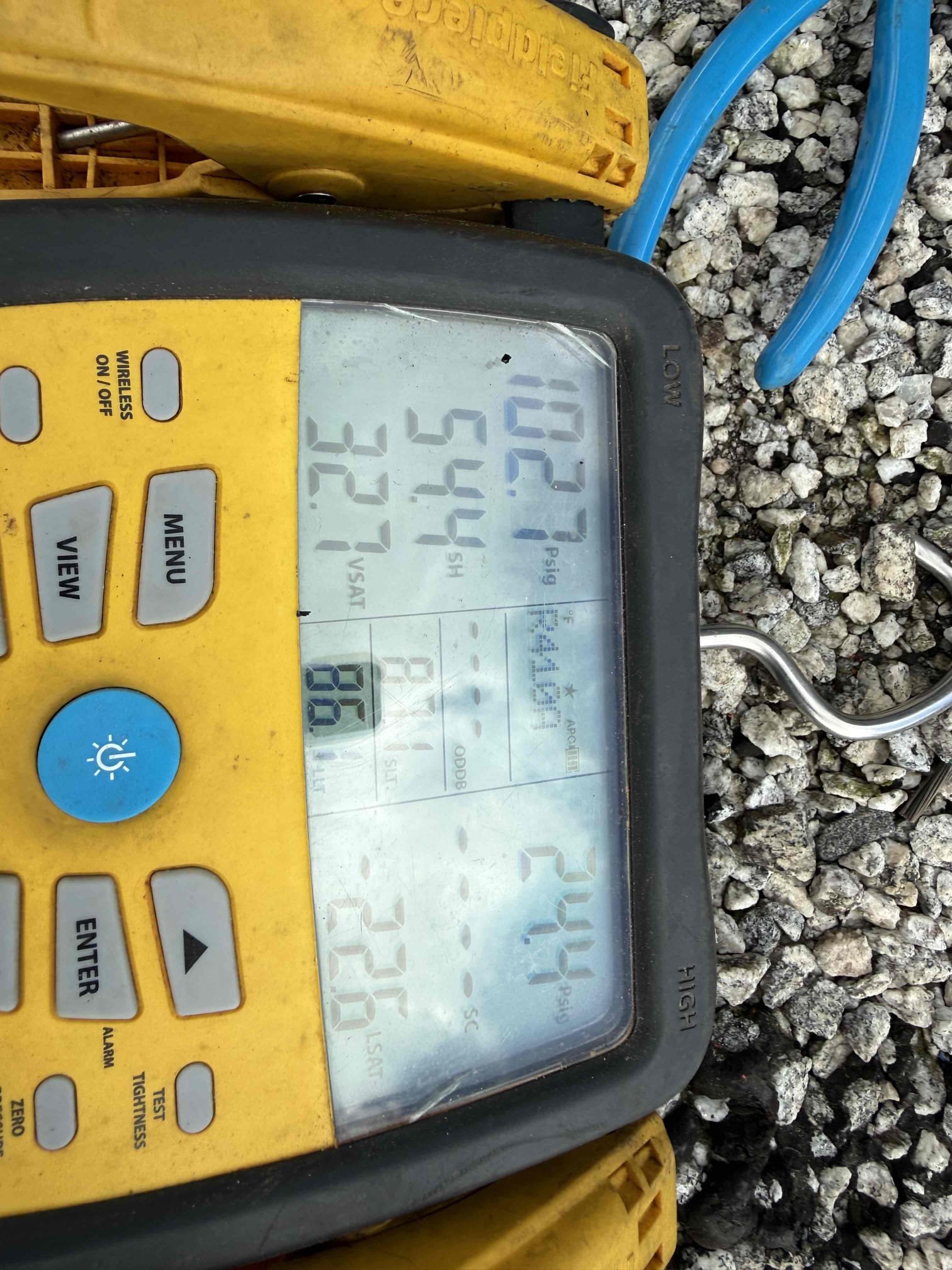 System is not cooling due to being frozen solid from the evaporator coil up the line set into the compressor. It hadn’t made it to the compressor yet, but the evaporator coil line set is solid ice. System has gas heat so I applied gas heat to get the system defrosted so it could be diagnosed for why it’s not cooling. System is likely low on charge. The furnace was replaced recently, but they did not change the evaporator coil and AC outdoors on the roof. System is running, but this very well should’ve been replaced when the furnace was replaced to get everything matched up good.
Please note that I will need to wait for the defrost time, but I am waiting on site so it can be diagnosed and get the cooling back on as soon as possible without having to let it naturally defrost and causes a long weight on the cooling. System is likely low on refrigerant. That will get a full diagnostics once I get it defrosted

After fully defrosting, I did charge the system with proper refrigerant of 3.7 l