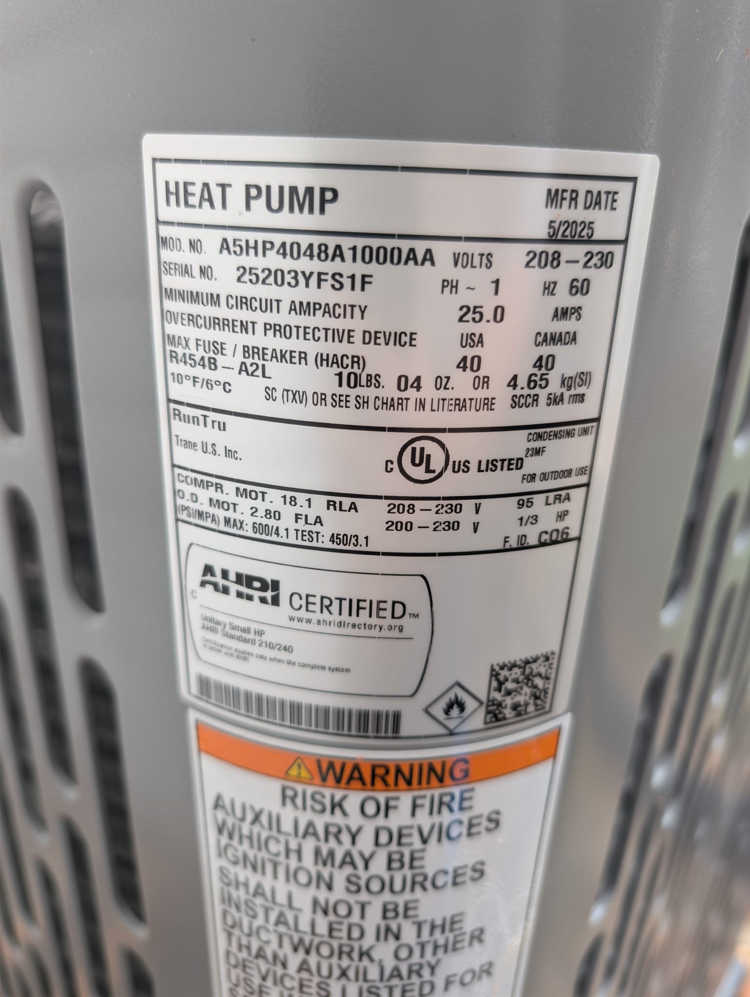 Replaced 4-ton heat pump air handler. Replaced pad, disconnect, whip, thermostat. Ran new line set for correct size for the 4-ton system. Installed 20x20x4 April Aire filter. Verified operation in cooling mode. System is operational at time of departure.