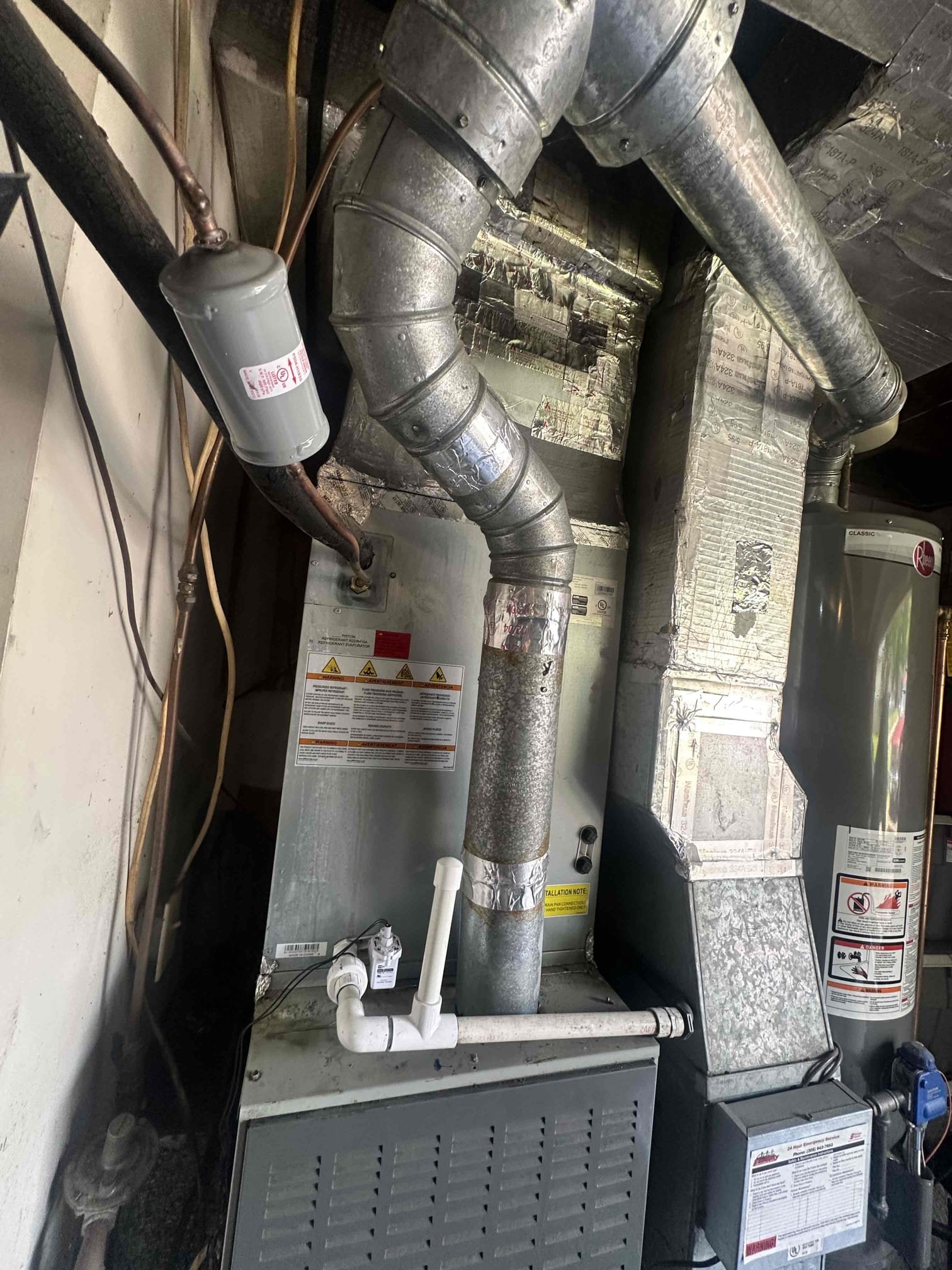 Arrived on site and performed a comprehensive inspection of the HVAC system. Upon evaluation, it was determined that the outdoor condensing unit is designed for R-22 refrigerant, while the indoor evaporator coil is rated for R-410A. Due to this mismatch, the system required adjustment to ensure proper compatibility and operation.

To address this, the metering device (piston) was replaced with the appropriate size and type to match the R-22 system requirements. This adjustment allows the system to operate more efficiently and in line with the specifications of the outdoor unit. It was also noted that the indoor coil is a newer installation (2022), while the outdoor unit dates back to approximately 2004, contributing to the mismatch in system design and refrigerant type.

Additionally, a full inspection of the ductwork was conducted. The duct system is showing significant signs of deterioration due to age, including structural breakdown and reduced integrity, which can negatively impact