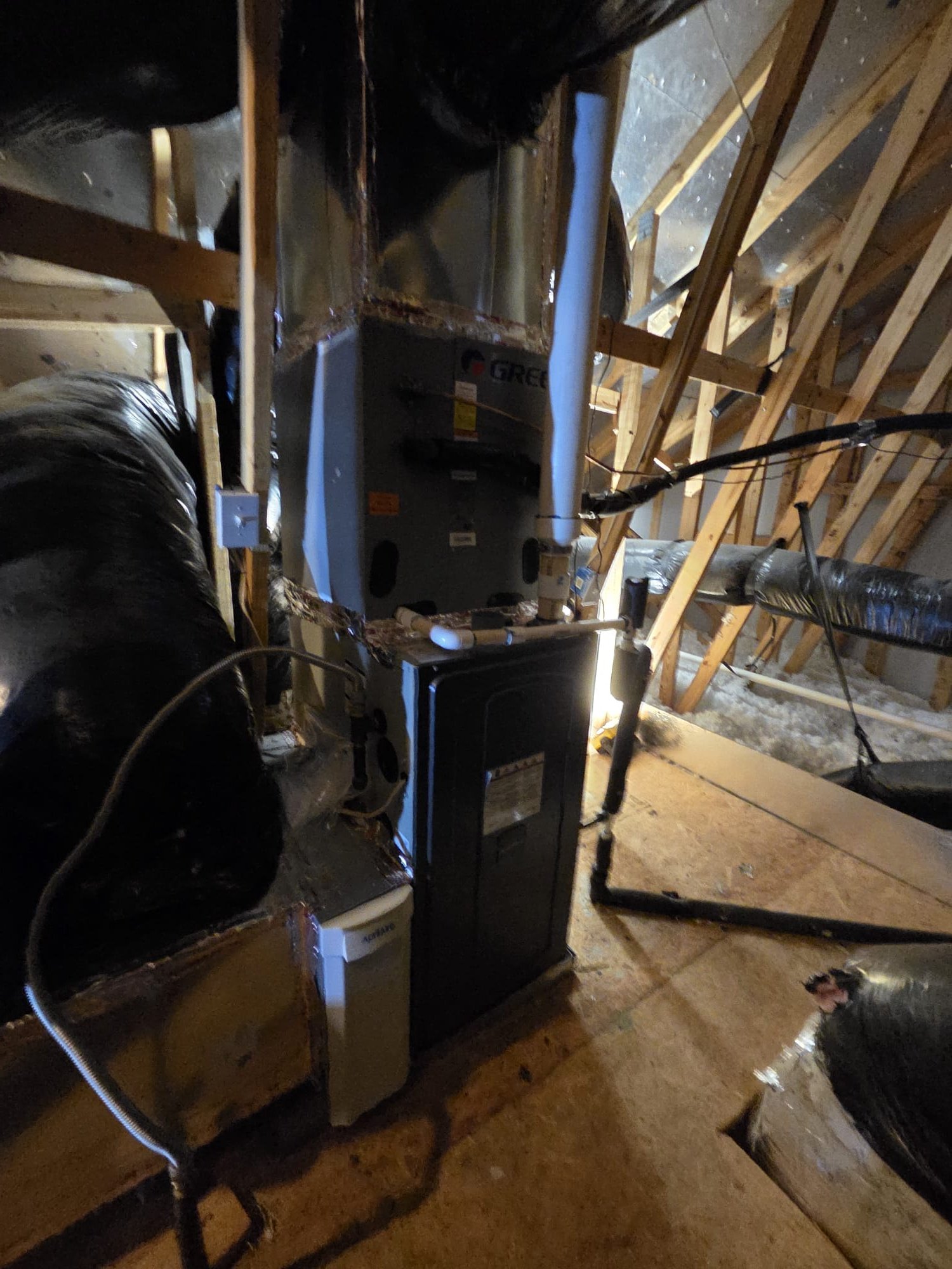 Installation of (2)- 4 ton 90% gas furnaces complete with 16x25x4 April Aire filter cabinet for advanced filtration with insulated metal plenums