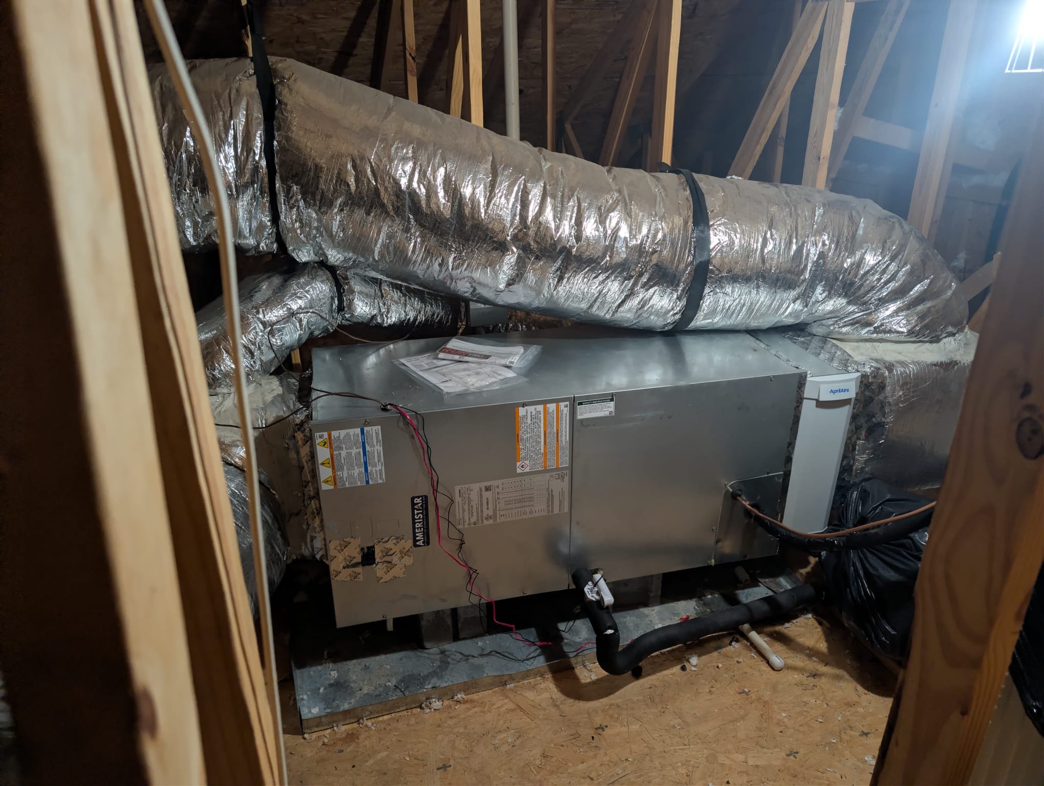 High Efficiency-16 SEER Side discharge (Trane/Ingersol Rand) Ameristar 

Need to return to perform duct cleaning as it was very late when the job was completed.