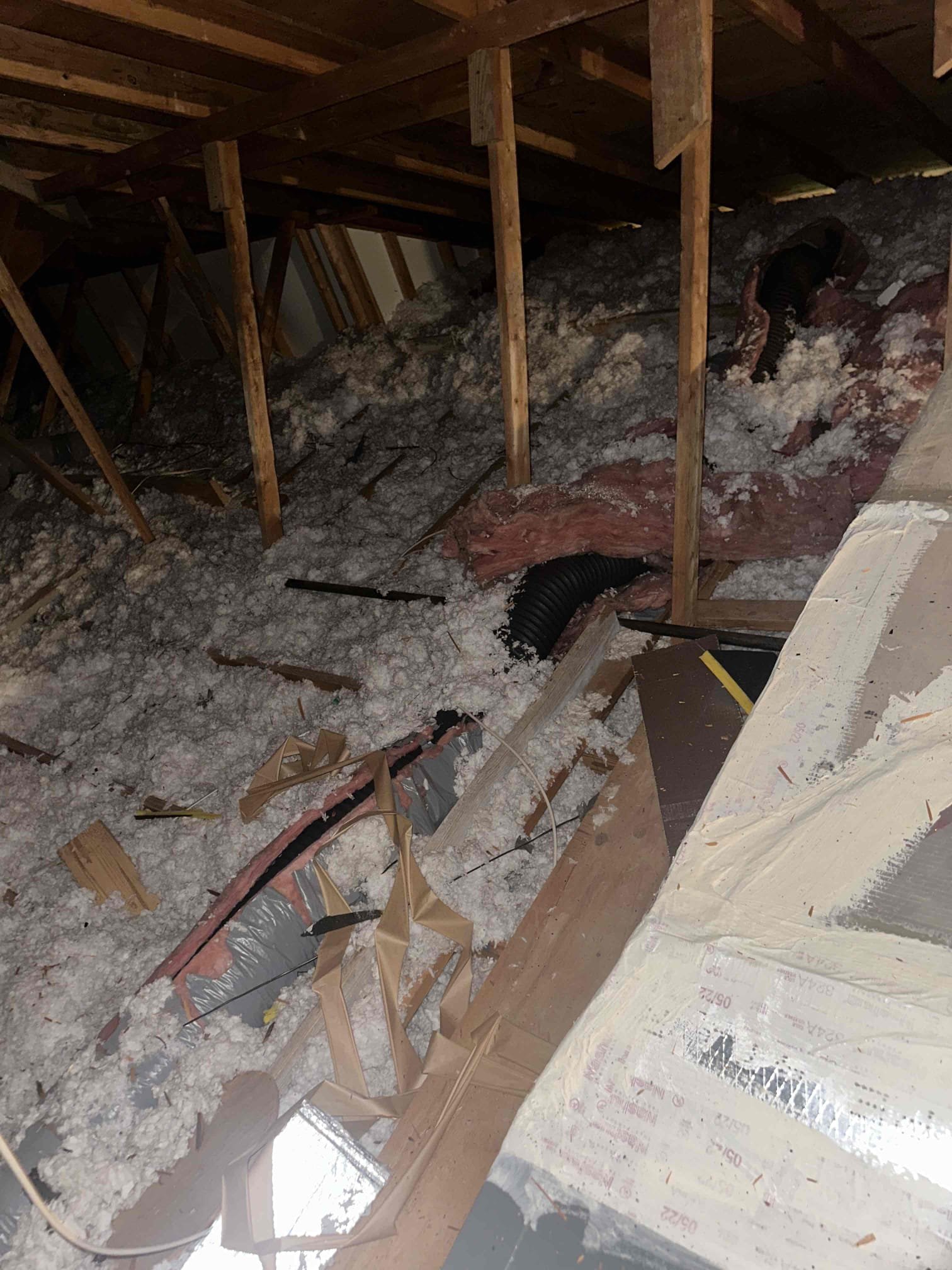 Arrived on site to perform a complete inspection of the home’s ductwork system. During the evaluation, it was discovered that the insulation on all supply run-out ducts had deteriorated and separated from the ductwork, significantly reducing the effectiveness of the insulation and impacting overall system efficiency. The damaged insulation can contribute to energy loss, reduced airflow performance, temperature fluctuations throughout the home, and increased strain on the HVAC equipment.

After thoroughly reviewing the condition of the duct system with the homeowner and discussing available repair options, the customer elected to proceed with replacing all existing supply run-outs. The scope of work includes installation of new insulated flex duct run-outs to restore proper airflow and thermal efficiency throughout the system. This estimate is for flex duct replacement only and does not include replacement of existing boots, collars, registers, grilles, or any additional duct system mod