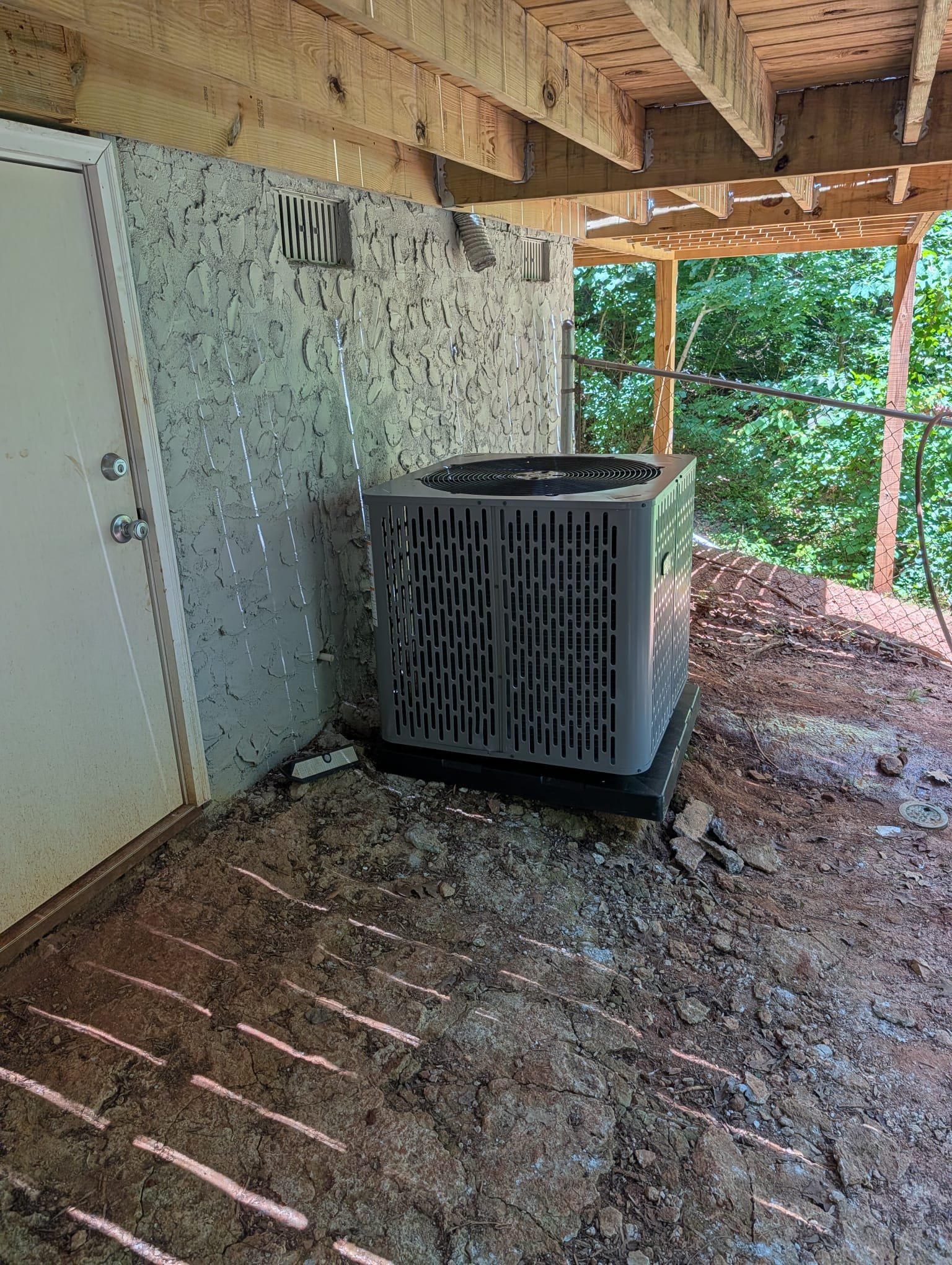 Installation of 3Ton HP/AH
Ameristar *Pad *Whip *Disconnect *Thermostat
*Warranty 10Yr. Parts / 1Yr. Labor *5Yr. Maintenance Agreement *454B

Replaced 3 ton ac/coil and electric furnace. Ran new line set. Replaced pad, disconnect, whip, and thermostat. Installed new 20x20x1 filter grille. Verified operation in cooling mode. System is operational at time of departure. 