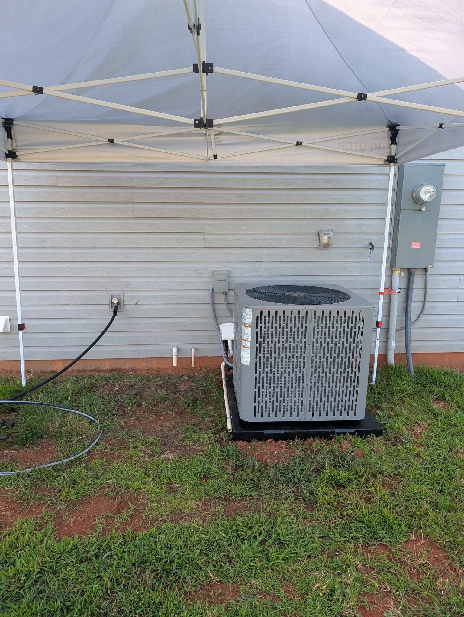 Replaced 3 ton heat pump air handler. Replaced drain pan, disconnect, whip, pad, and wifi thermostat. Verified operation in cooling mode. System is operational at time of departure.