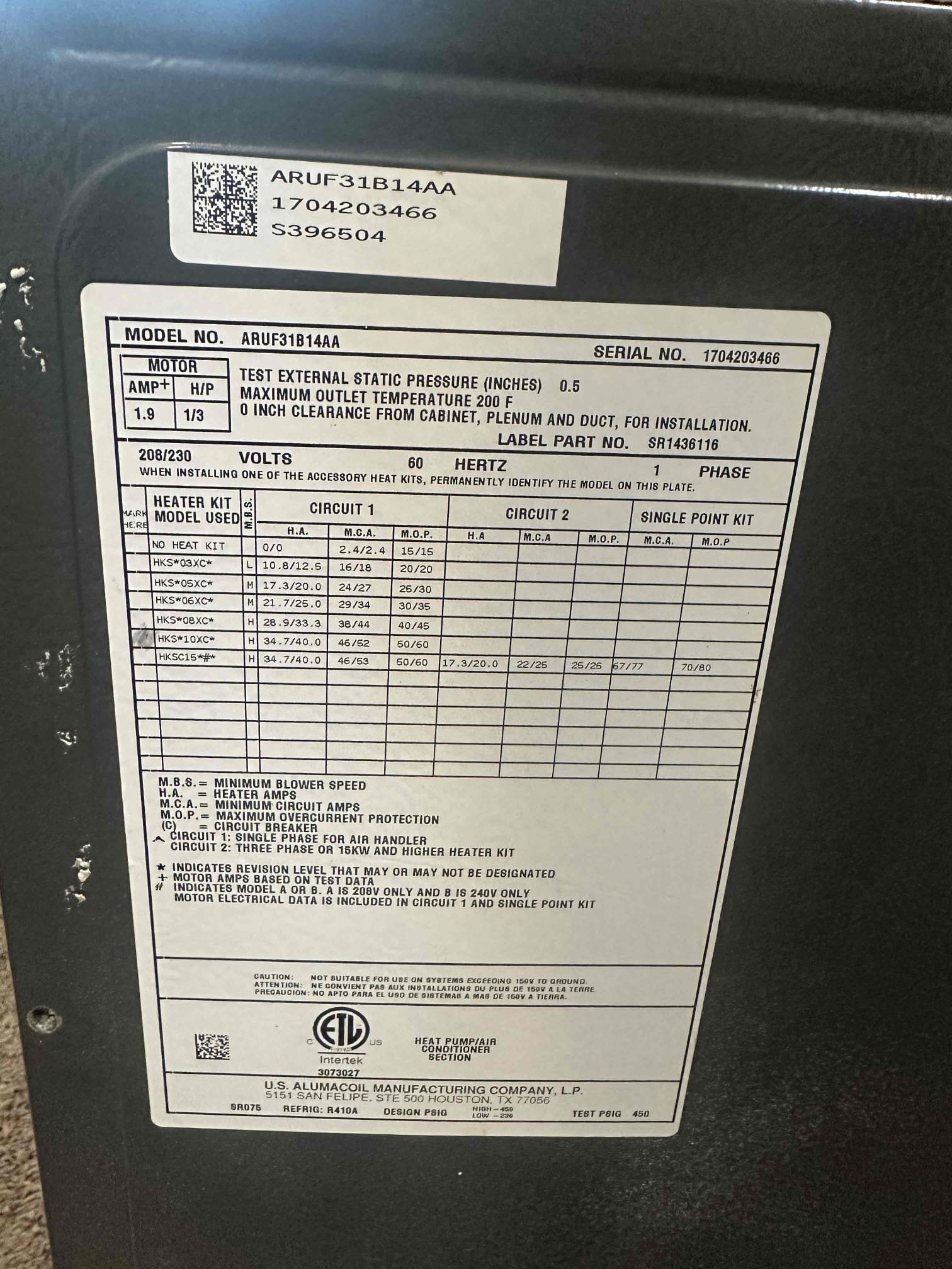 Arrived on site and performed a complete diagnostic evaluation of the HVAC system. After a thorough inspection, it was determined that the system is not operating properly due to a low refrigerant charge. Further leak detection confirmed that the refrigerant loss is being caused by a leaking evaporator coil.

Additional inspection identified the equipment as a 2017, 2.5-ton heat pump system with an indoor air handler located in a closet. All electrical, mechanical, and operational components of the system were checked during today’s visit. The primary issue preventing proper operation is the refrigerant leak at the evaporator coil, which has resulted in the system losing its refrigerant charge and significantly impacting cooling performance.

Based on today’s findings, the evaporator coil will need to be replaced to permanently correct the refrigerant leak and restore the system to proper operating condition. No other major mechanical deficiencies were found during the inspection. The 