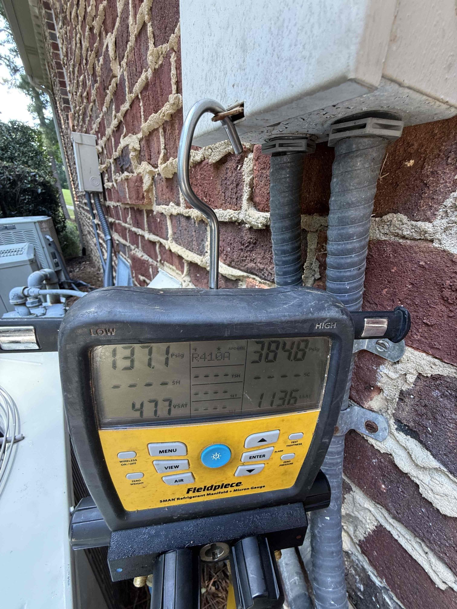 I took out the old compressor installed the new. 
Did a pressure test in a vacuum. 
Charge the system up
Cleaned up and left for departure.
