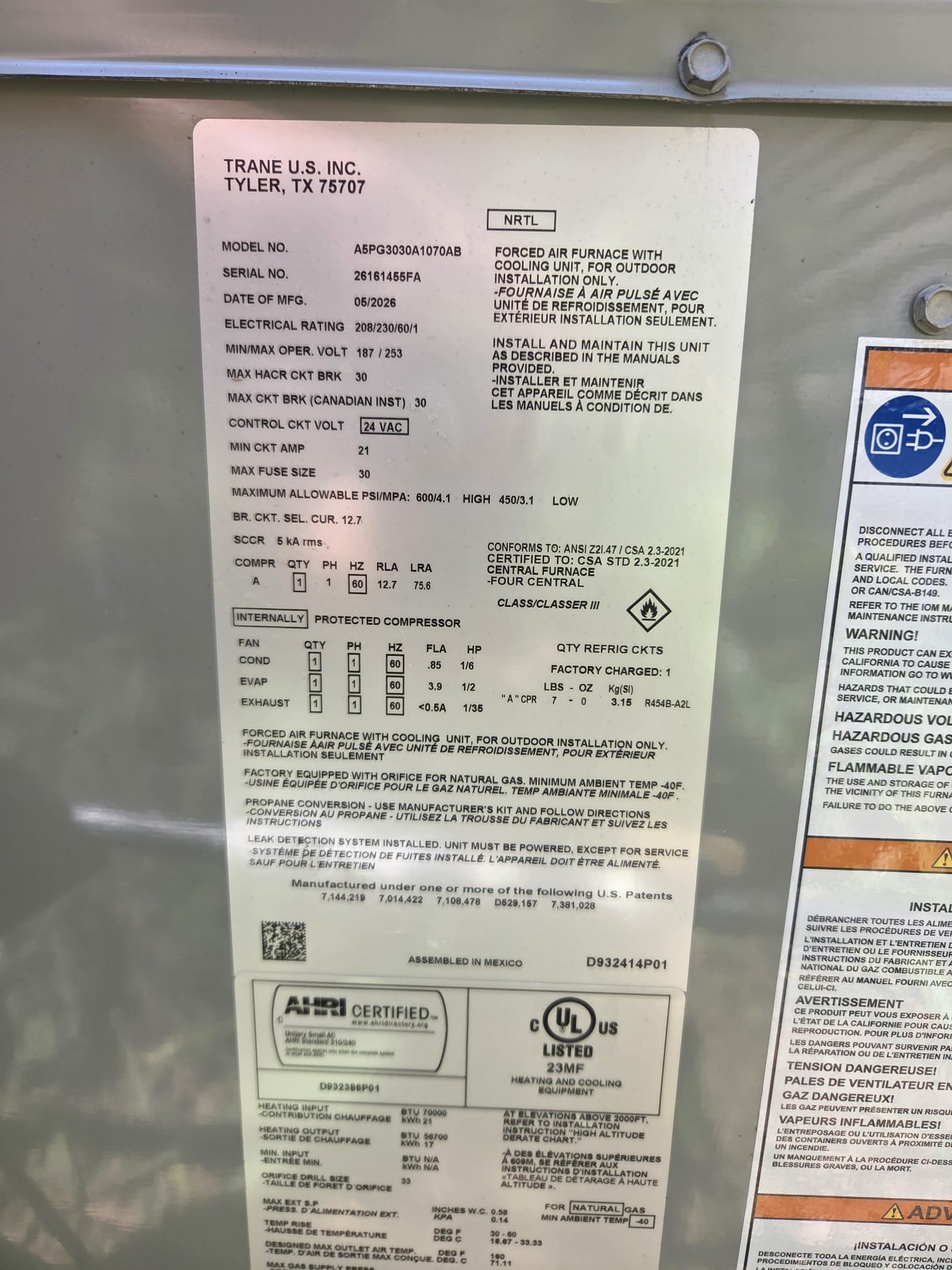 Installation of 2.5Ton Gas Package
Ameristar / American Standard
*Pad *Whip *Disconnect *Thermostat
*Warranty 10Yr. Parts / 1Yr. Labor *1Yr. Maintenance Agreement *454B *Removal of Existing Equipment 