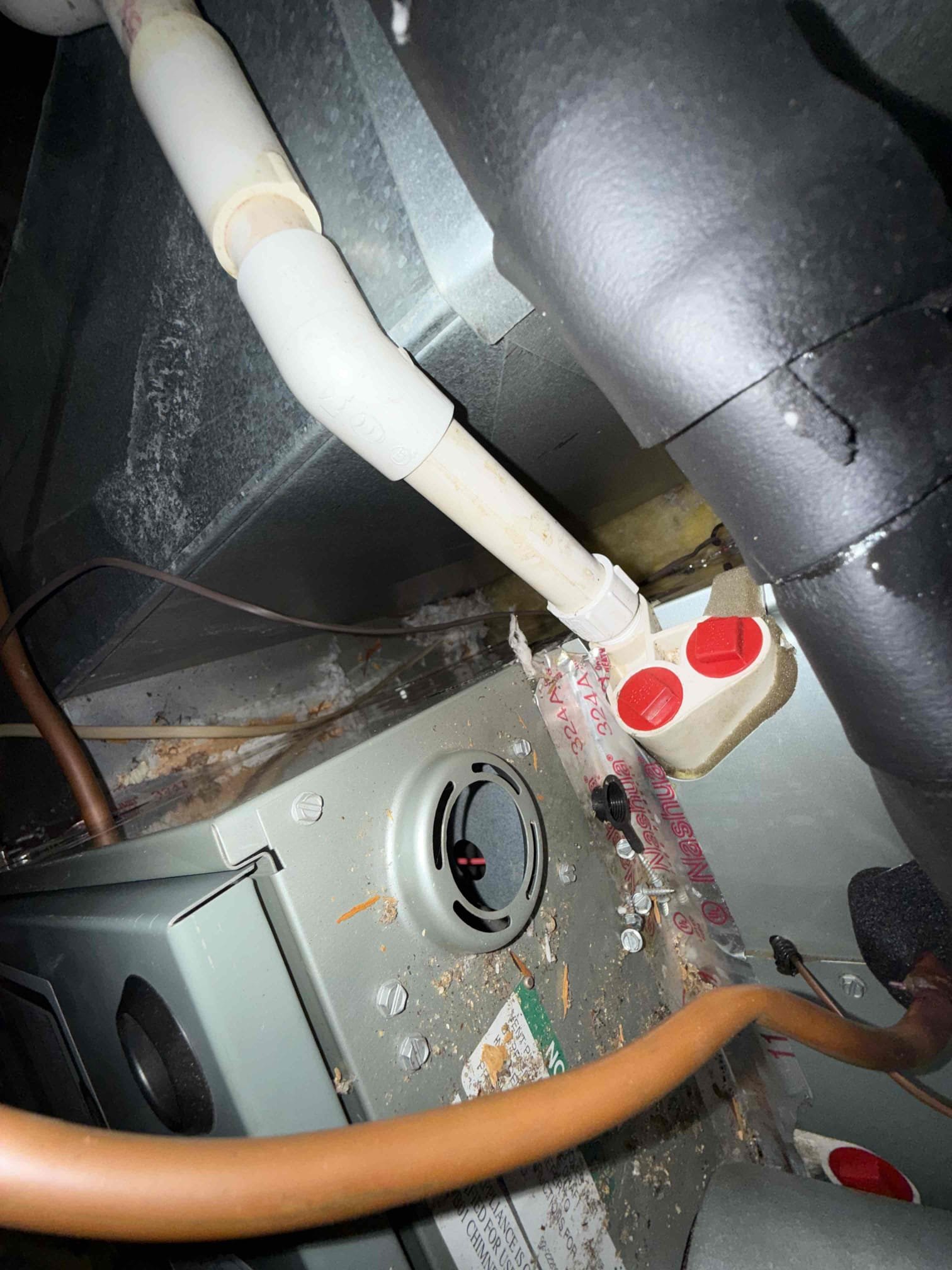 Both System are on the older side. 
Upstairs 
indoor unit:
Blower looks good clean wise, but it’s over amping. 
Coil looks okay
Vent pipe is broken and needs to be replaced/ fixed. 
(Customer declined, but we left the gas off due to safety reason)
Outdoor 
unit is clean and looks okay as well.
——
Downstairs 
Indoor:
Blower motor is okay
Blower wheel looks good 
There is biological growth in the system. 
Outdoor unit is clean and looks okay.
////
We gave the customer options in things and he declined 