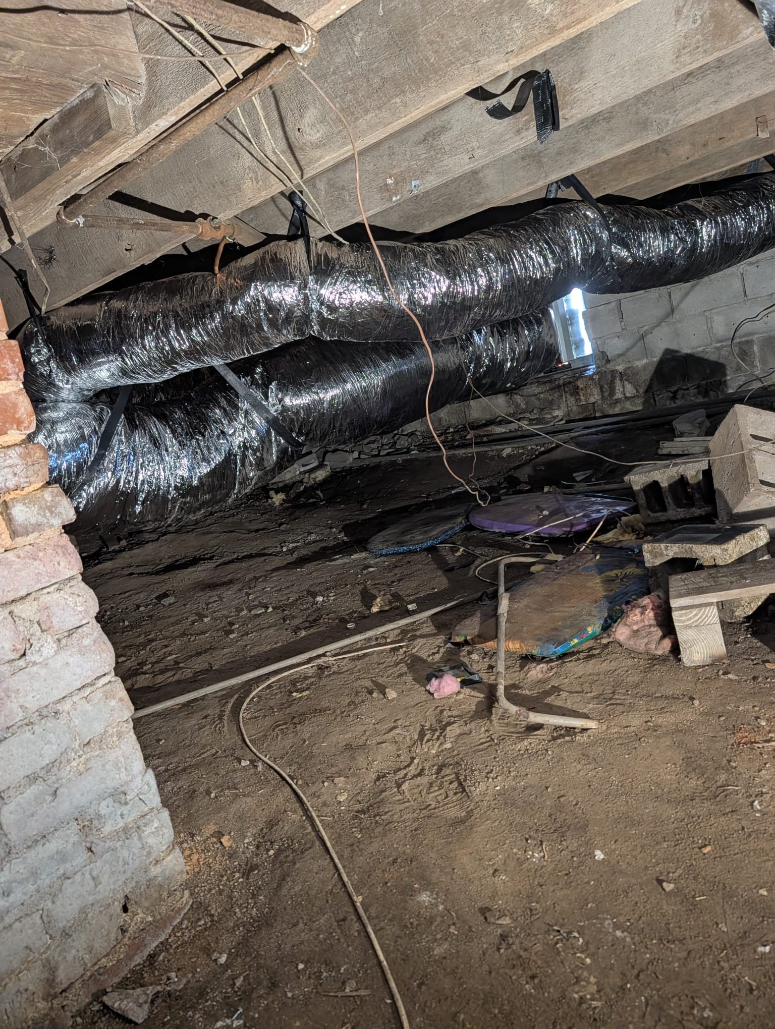 Removal of existing ductwork and installation of new 2 ton duct design.

Installed P4 box and installed 16x20x4 aprilaire cabinet. Upsized return to a 16" to pull more airflow through the coil. Installed surge protection on unit. System is operational at time of departure.