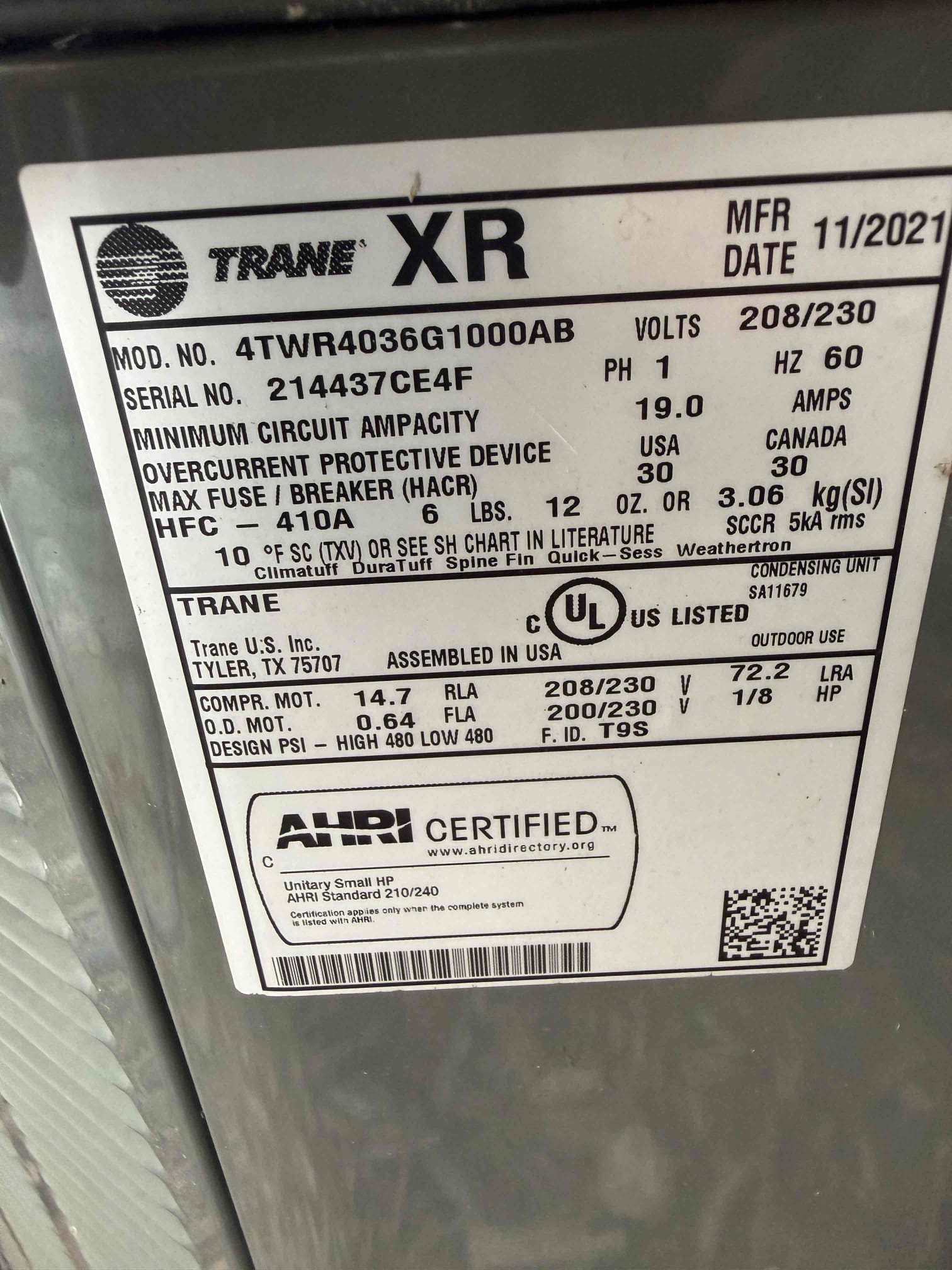 System charged to subcool of 10.8°