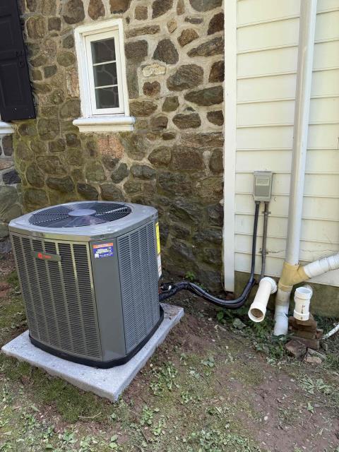 Installed new unico system with trane A/C outdoor. Placed unit in existing condensate pan and reused existing wet switch.Adapted return and supply. Tapped/caulked return and supply. Insulated return and supply ductwork. Adapted high volt and installed new 240v switch. Adapted condensate line and installed new ez trap. Reused existing thermostat and wired in low volt with safeties. Flushed line set and connected to new equipment. Installed new A/C outdoor on leveled pad. Installed new disconnect with surge protector and wired into outdoor unit. Cleaned up work area and tested out equipment. 

Unable to fit blower surge protector on unico system. 