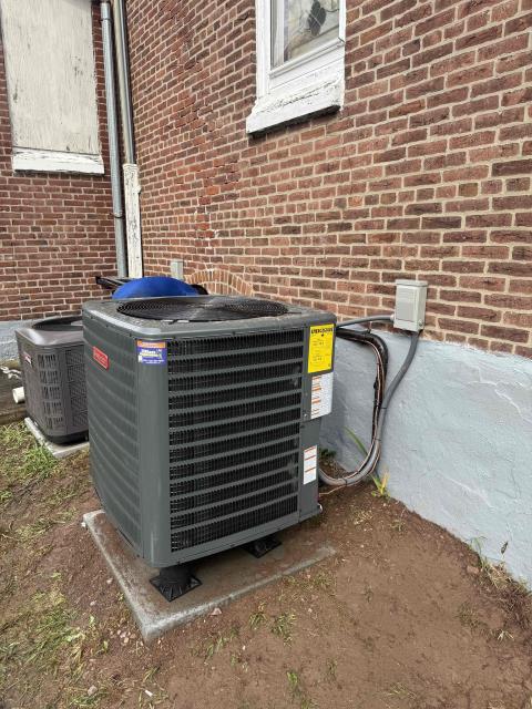 Installed new Goodman indoor coil and heat pump outdoor. Placed indoor coil on top of existing oil furnace building 6” transition. Adapted high volt and installed new outlet and switch. Installed new 30amp double pole breaker and ran new power wire for outdoor unit. Ran new condensate line and installed new ez trap and condensate pump. Ran new vinyl tubing from condensate pump to outside.  Ran new thermostat wired for existing thermostat and wired in low volt with safeties.  Installed new dragonfly board for A2L function on existing furnace. Ran new line set and connected to new equipment. Installed new Goodman heat pump on leveled pad and snow legs. Installed new disconnect with surge protector and wired into outdoor unit. Cleaned up work area and tested out equipment. Wired outdoor unit for A/C only. Did not collect payment no one was here. 