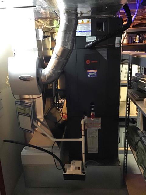 Set new unit on new return box. Adapted to supply and installed new return drop with aprilaire 2410 filter rack. Installed new aprilaire humidifier in return. Ran new copper lineset from indoor to outdoor unit. Installed new 10kw heat kit. Made all high and low voltage connections to unit. Ran new condensate drain with eztrap to new condensate pump with new vinyl running to point of indoor discharge. Installed apcox uv light. 

Set new unit on new pad and leveled. Hung new disconnect box with surge protector and sealed to wall. Piped in new copper lineset to unit. Brazed pressure tested evacuated and charged system. Made all high and low voltage connections to unit. Performed all test out procedures cleaned all work areas and reviewed installation with homeowner.