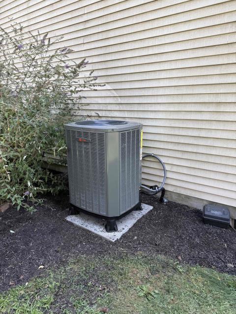 Installed new trane air handler and heat pump outdoor. Installed new return and supply. Tapped/ caulked return and supply. Adapted high volt and installed new single point entry kit and 15kw heat kit. Ran new condensate line with ez trap and pump. Installed new ecobee thermostat and wired into outdoor unit low volt with safeties. Ran new line set and connect to new equipment. Installed new heat pump outdoor on leveled pad and snow legs. Installed new recto seal disconnect and wired into outdoor unit. Cleaned up work area and tested out equipment. Installed new trane air handler and heat pump outdoor. Installed new return and supply. Tapped/ caulked return and supply. Adapted high volt and installed new single point entry kit and 15kw heat kit. Ran new condensate line with ez trap and pump. Installed new ecobee thermostat and wired into outdoor unit low volt with safeties. Ran new line set and connect to new equipment. Installed new heat pump outdoor on leveled pad and snow legs. Installed new recto seal disconnect and wired into outdoor unit. Cleaned up work area and tested out equipment.