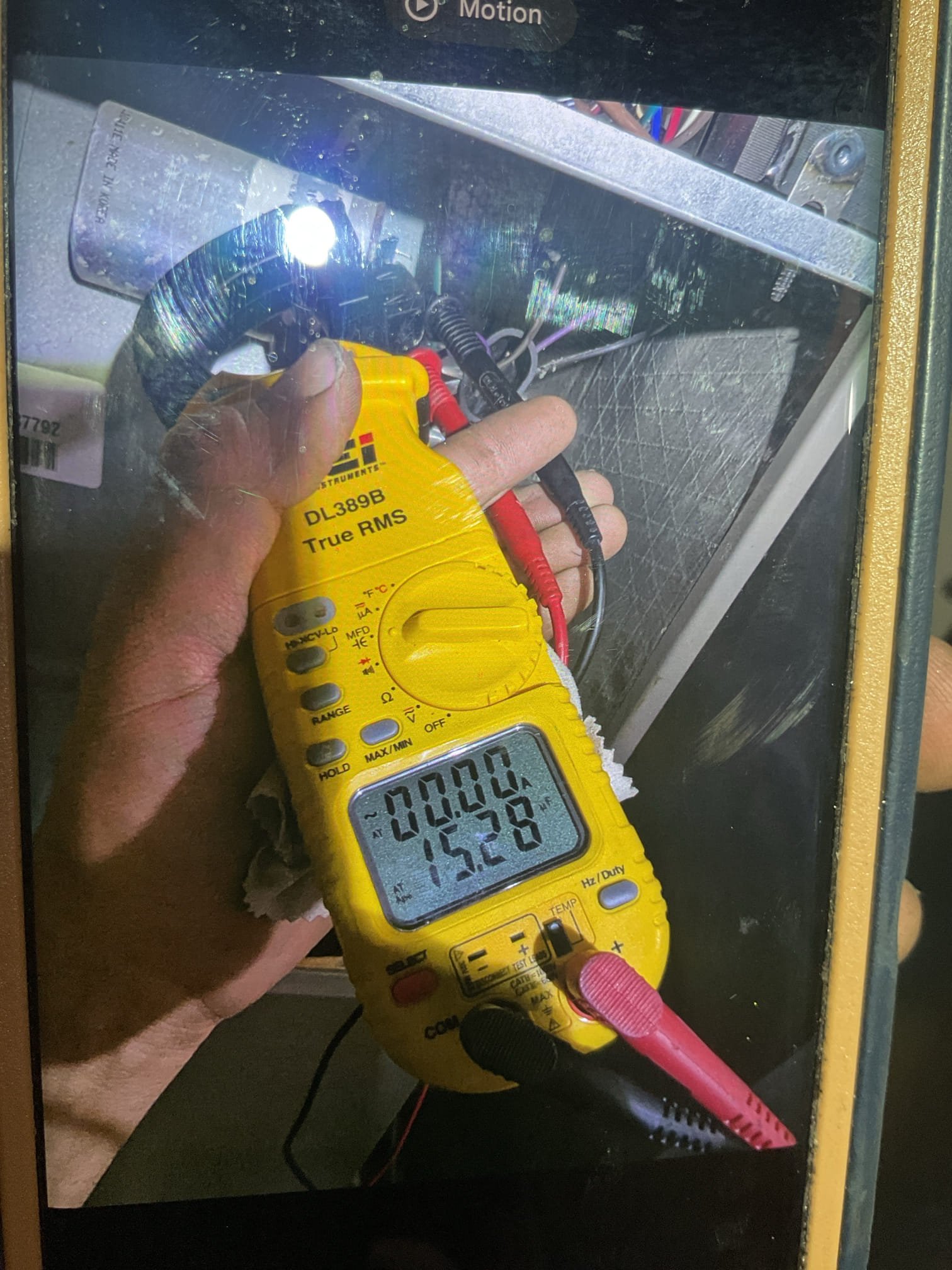 Homeowner explained that the last 3 billing cycles his bill has tripled.
Homeowners moved in 3 years ago.

Equipment is 5 Ton Heat pump with 20KW electric heat kit. Installed 7/2012. Used York warranty website to determine install date.

20x22x1 filter ok
When I arrived I checked condition of filter. Then took air side temperature measurements. Return 71°F Supply 61.5°F = 9.5° Split. 
Went to check refrigerant pressures. Ethan (homeowner) then explained that Complete services was here and charged the unit 3# R410A in early July.

Pressures were ok. 6.4°SC

No drain safeties wired in. Left estimate for EZ trap and wire in pump safety. 
Vinyl tubing ran outside. There is a humidifier it will freeze in winter. Left estimate to run vinyl tubing inside to a new barb in plumbing. 

Found indoor amps to be 22A.
Electric heat sequencer stuck closed. I traced out which element and sequencer had current. Detached the corresponding lead wire and wrapped in electrical tape, and tuned system back o