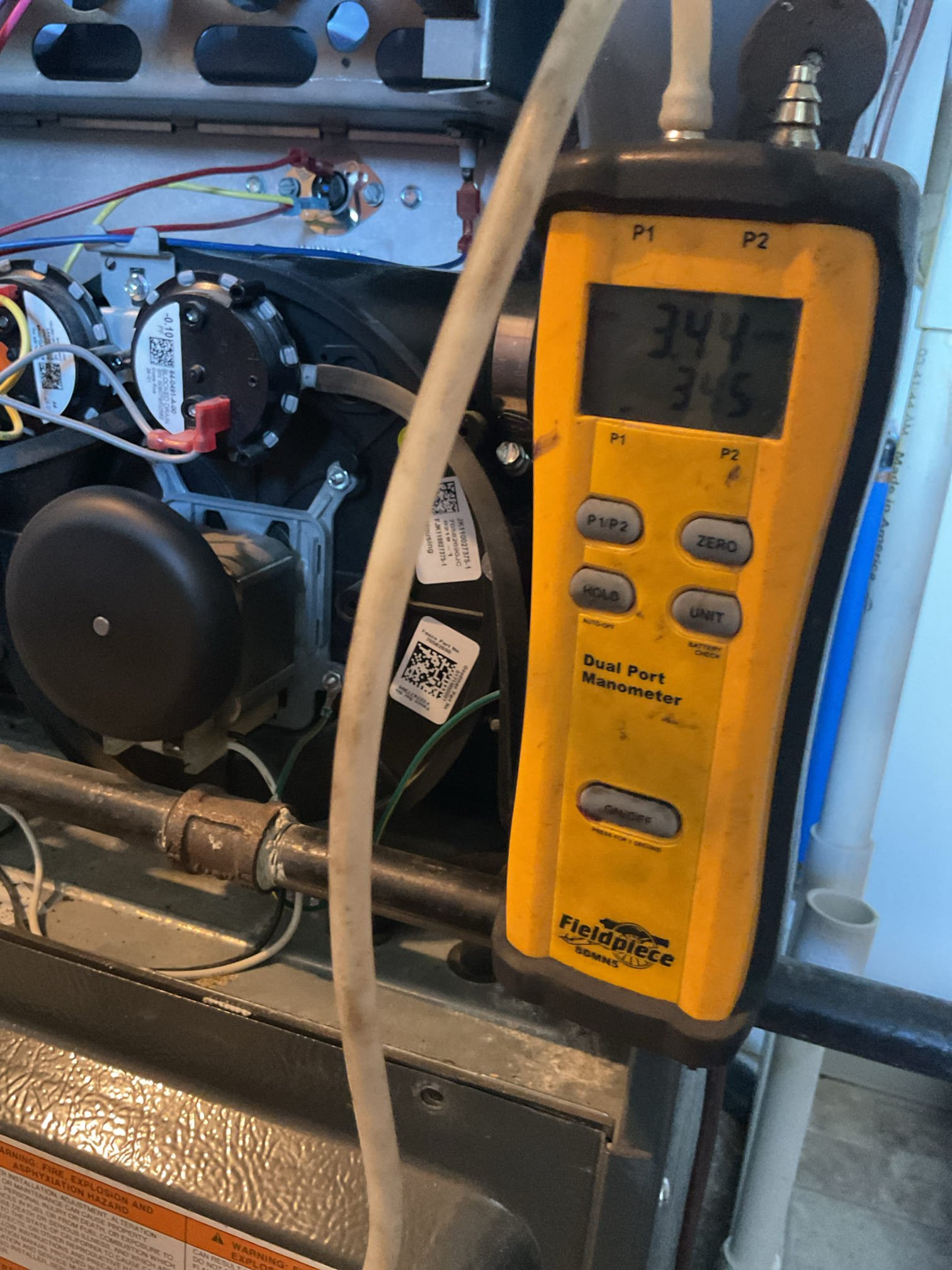 Luis 9-8-25 performed gas heat tune up on Amana gas furnace check electrical low and high voltage connections and components ok check safeties clean sensor and burners inspect igniter. Gas pressure ok performed combustion test ok check supply and return air temps ok. I also service humidifier and replace pad, test operation of humidifier and set operation to 35% winter. (Humdinger is located on supply side of unit and does not have any water protection) I provide estimate to add water safety to humidifier. Current have system does not have surge protection, bacteria protection. I privided estimate for recommendations. 