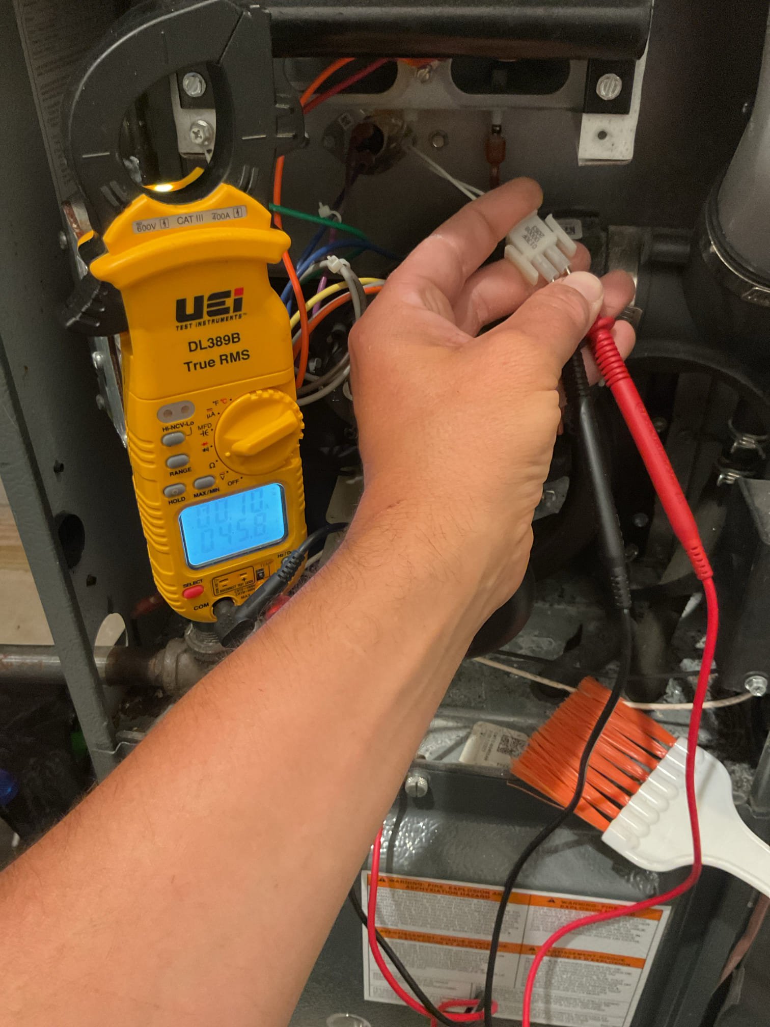 Completed heat tune up for natural gas furnace.
16x25x1 filter in good condition, left additional on site
Inspected heat exchanger, burners, flue pipe, inducer assembly and hoses
Inspected hot surface ignitor and verified resistance with meter
Cleaned flame sensor and verified flame rectification circuit
Measured temperature rise and static pressure
Checked wiring, controls, electric motors and components; there are no surge protectors; left estimate for a surge protector for each of the 2 main circuits of system
Checked manifold gas pressure: 3.5”
Inspected drains. There is no overfill protection switch. Left email estimate for EZ trap. There is a float style pan/flood switch. Left email estimate for wet switch which is a more reliable flood safety.
Combustion, draft and smoke tests: Pass
Also left estimate for APCOX whole home air treatment system. Lifetime warranty on equipment, replace bulb every 3 years. UL listed for 0 ozone emission.
I also packaged the estimates into a pr
Completed heat tune up for natural gas furnace.
16x25x1 filter in good condition, left additional on site
Inspected heat exchanger, burners, flue pipe, inducer assembly and hoses
Inspected hot surface ignitor and verified resistance with meter
Cleaned flame sensor and verified flame rectification circuit
Measured temperature rise and static pressure
Checked wiring, controls, electric motors and components; there are no surge protectors; left estimate for a surge protector for each of the 2 main circuits of system
Checked manifold gas pressure: 3.5”
Inspected drains. There is no overfill protection switch. Left email estimate for EZ trap. There is a float style pan/flood switch. Left email estimate for wet switch which is a more reliable flood safety.
Combustion, draft and smoke tests: Pass
Also left estimate for APCOX whole home air treatment system. Lifetime warranty on equipment, replace bulb every 3 years. UL listed for 0 ozone emission.
I also packaged the estimates into a pr