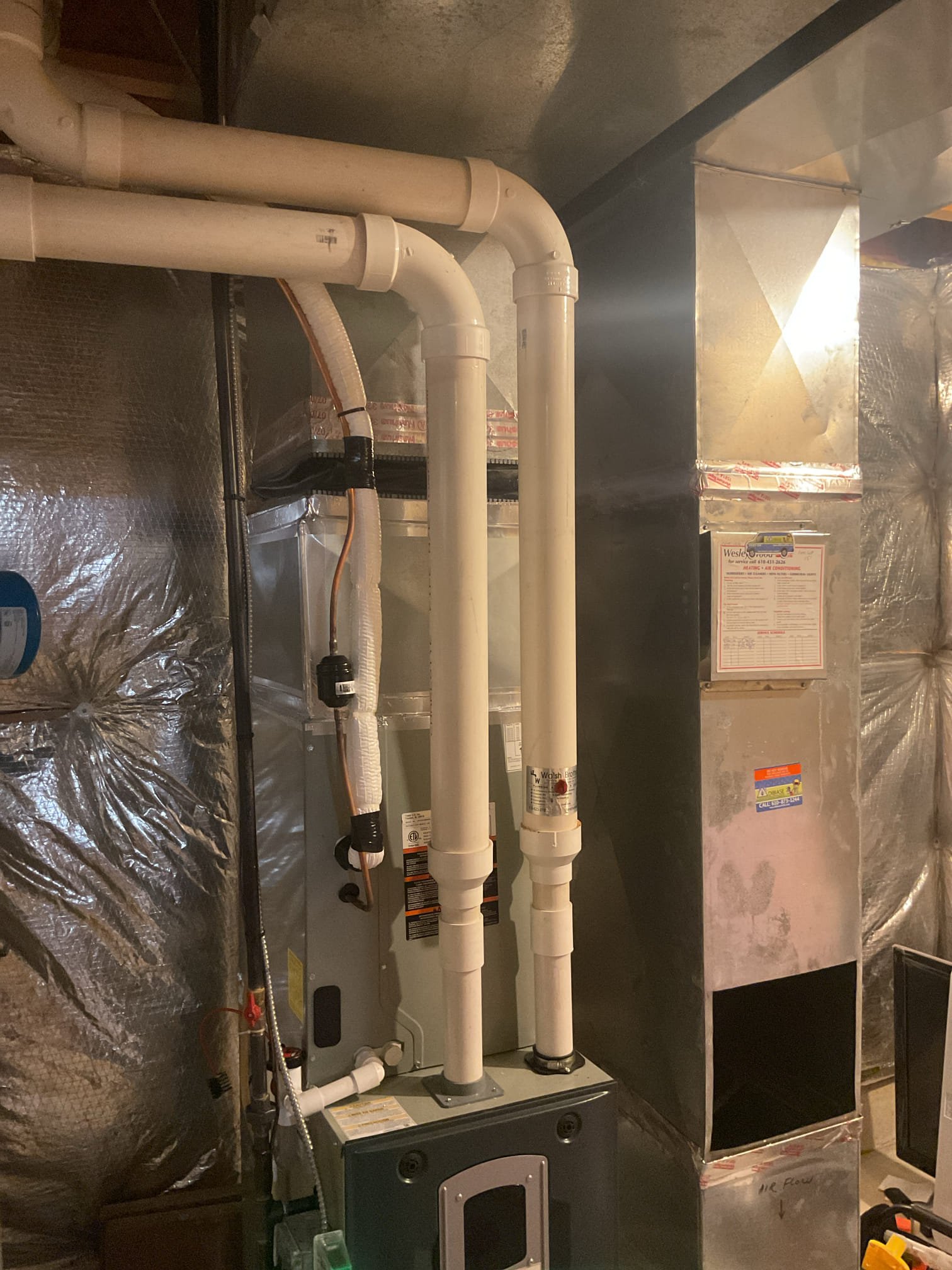 Performed precision a/c tune up on American standard a/c system. Replaced 16x25x1 air filter. Checked all electrical connections and components . Checked temperature split. Checked refrigerant pressures and temperatures at indoor and outdoor units. Provided solutions to help with indoor air quality. Also provided option to add a wet switch for water protection at the furnace. A/c is working properly at time of service. 