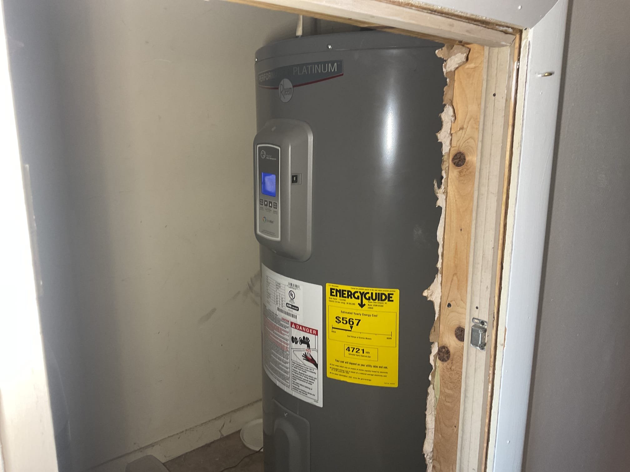 Fully assessed no hot water situation. Found short 50 gallon Rheem water heater locked out on an a108 code. This code is ethier a failed condensation rope on the bottom of the tank or actual tank is leaking and just started underneath water heater. Water heater is from 2014. Provided estimate to replace 50 gallon water heater. Homeowner decided to go with water heater replacement customer paid in full. Shut off valves to water heater to prevent any water damage. Also provided information about hvac maintenance plan. Water heater to be installed tomorrow. Fully assessed no hot water situation. Found short 50 gallon Rheem water heater locked out on an a108 code. This code is ethier a failed condensation rope on the bottom of the tank or actual tank is leaking and just started underneath water heater. Water heater is from 2014. Provided estimate to replace 50 gallon water heater. Homeowner decided to go with water heater replacement customer paid in full. Shut off valves to water heater to prevent any water damage. Also provided information about hvac maintenance plan. Water heater to be installed tomorrow.