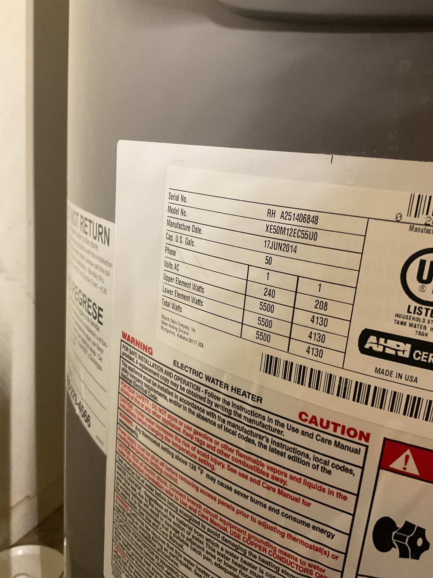 Fully assessed no hot water situation. Found short 50 gallon Rheem water heater locked out on an a108 code. This code is ethier a failed condensation rope on the bottom of the tank or actual tank is leaking and just started underneath water heater. Water heater is from 2014. Provided estimate to replace 50 gallon water heater. Homeowner decided to go with water heater replacement customer paid in full. Shut off valves to water heater to prevent any water damage. Also provided information about hvac maintenance plan. Water heater to be installed tomorrow. Fully assessed no hot water situation. Found short 50 gallon Rheem water heater locked out on an a108 code. This code is ethier a failed condensation rope on the bottom of the tank or actual tank is leaking and just started underneath water heater. Water heater is from 2014. Provided estimate to replace 50 gallon water heater. Homeowner decided to go with water heater replacement customer paid in full. Shut off valves to water heater to prevent any water damage. Also provided information about hvac maintenance plan. Water heater to be installed tomorrow.