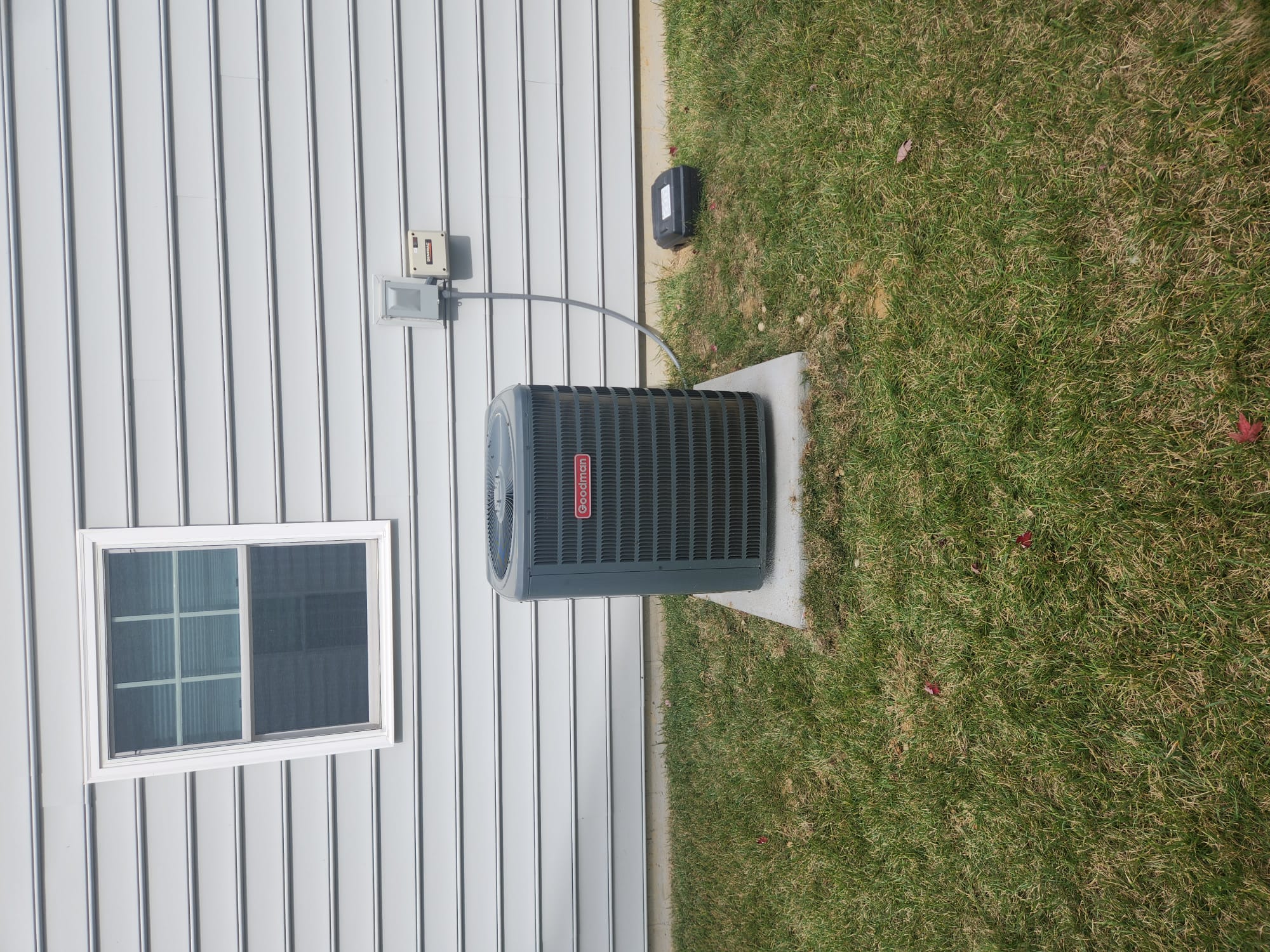 Pumped down system. Cut refrigerant pipes, removed electrical and installed new pad with gravel to reinforce foundation. Set unit back in place brazed connections and pressure tested system evacuated and open up valves. Checked for proper refrigerant levels. Performed gas furnace heat tune up