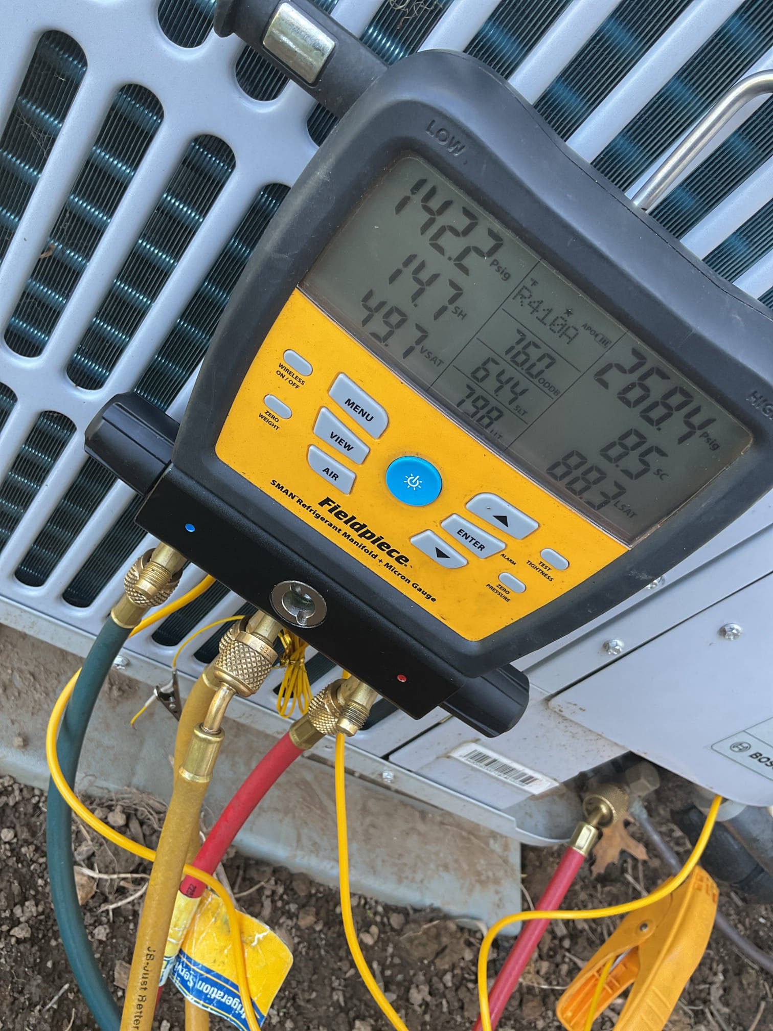 Luis 9-11-25 performed ac tune up on 3 ton Bosch inverter system from 2023. Check all electrical low and high voltage connections and components. Air filter ok no back up heat is installed, test system operation in cooling mode (outdoor temp 78 F) I also tested in heat mode. System pressures are good in heat mode. When I was checking refrigeration levels on cool mode system when on oil return mode and pressures were lower than normal, after few minutes unit went off of oil return mode and I was able to test system in cooling mode. Cycle heat pump ok. I noticed attic ductwork is old and showing wear in majority of ductwork. Customer would want an estimate to move unit to other side of house. I contacted office to schedule separate visit to go over future plans of house. 