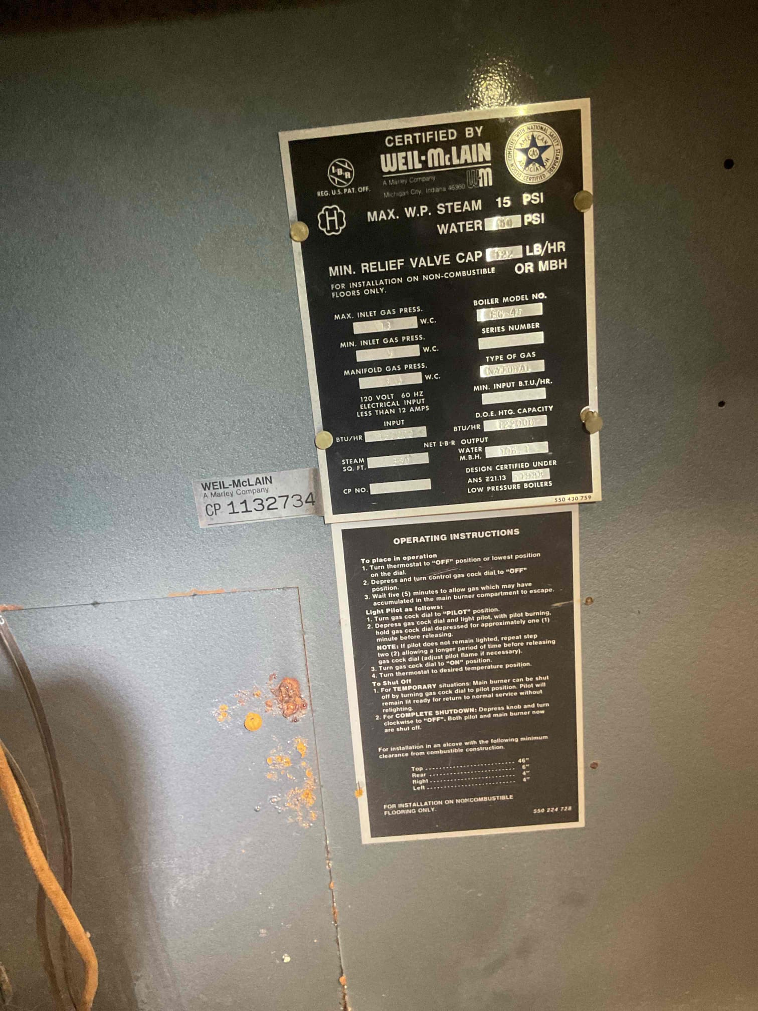 Luis 9-15-25 Perform steam gas boiler tuneup check electrical Low and high-voltage connections remove burners and clean burners clean pigtail check all piping checked gas pressures perform combustion test. Test low water cut out and feeder inspect sight glass ok flush heat exchanger 5 gallons of water. Cycle gas boiler ok. Boiler is over 30 years old. Some of the parts are original to system  ignition and water (operational at this time). Provided estimate in case some of those parts go bad in the future.