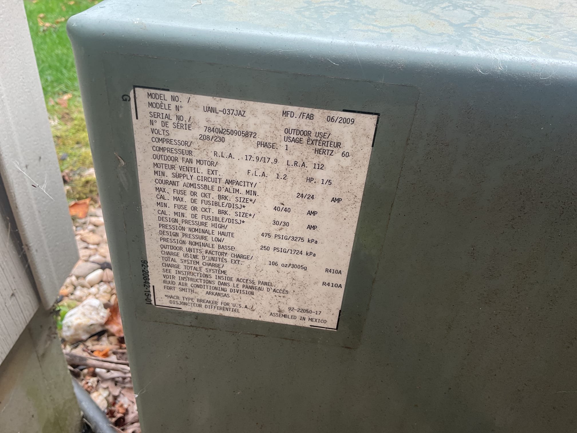 Fully assessed no cooling situation. Found evaporator coil from 2009 very rusted and corroded. Also could see some refrigerant oil on coil performed leak search and found evaporator coil is leaking refrigerant. Ran leak detector across it took video. Checked 410a refrigerant pressures they were 174/85 with no subcooling and 43 superheat, system is low on charge. System is 16 years old would recommend replacing gas furnace and a/c together. Set up appointment with our office to give a replacement quote. Provided estimate to replace evaporator coil. A/c is not working at this time. 