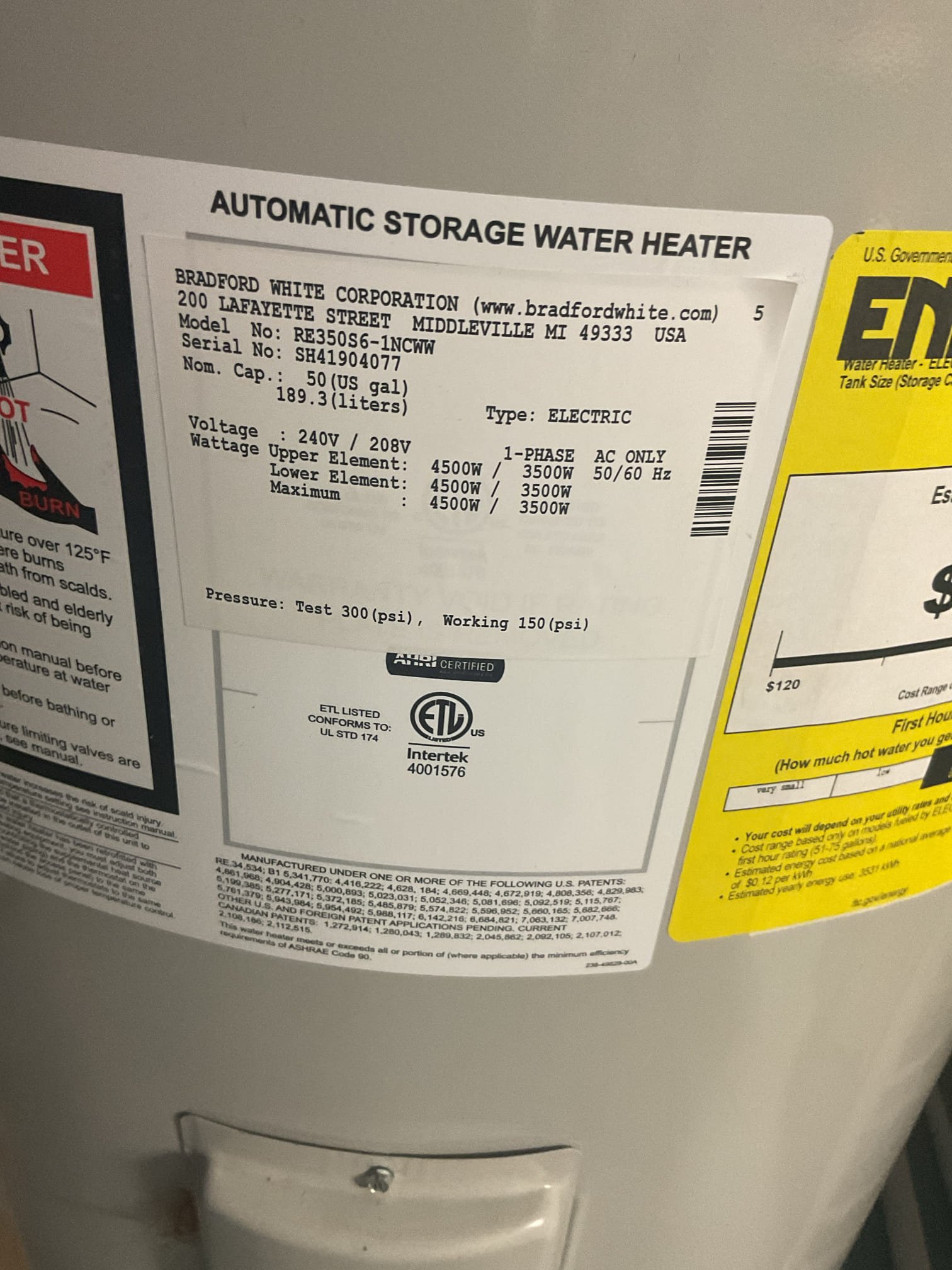 Customer called in for no hot water from electric water tank, found breaker tripped check system operation found open bottom element, I provided estimate for repairs and recommendations, customer decided to go with new tank, I check water pressure found to be almost 80 psi I lovers pressure to around 60 psi (customer neighbor had just increase pressure earlier today) customer paid 50% for replacement of tank. Office to follow up with customer tomorrow morning. 
Drain, Remove, and Dispose of old water heater.
Install new water heater in drain pan and install water alarm.
Modify piping to new water heater application as needed.
Complete all mechanical and piping connections.
Fill and purge water heater and test operation. Customer called in for no hot water from electric water tank, found breaker tripped check system operation found open bottom element, I provided estimate for repairs and recommendations, customer decided to go with new tank, I check water pressure found to be almost 80 psi I lovers pressure to around 60 psi (customer neighbor had just increase pressure earlier today) customer paid 50% for replacement of tank. Office to follow up with customer tomorrow morning. 
Drain, Remove, and Dispose of old water heater.
Install new water heater in drain pan and install water alarm.
Modify piping to new water heater application as needed.
Complete all mechanical and piping connections.
Fill and purge water heater and test operation.