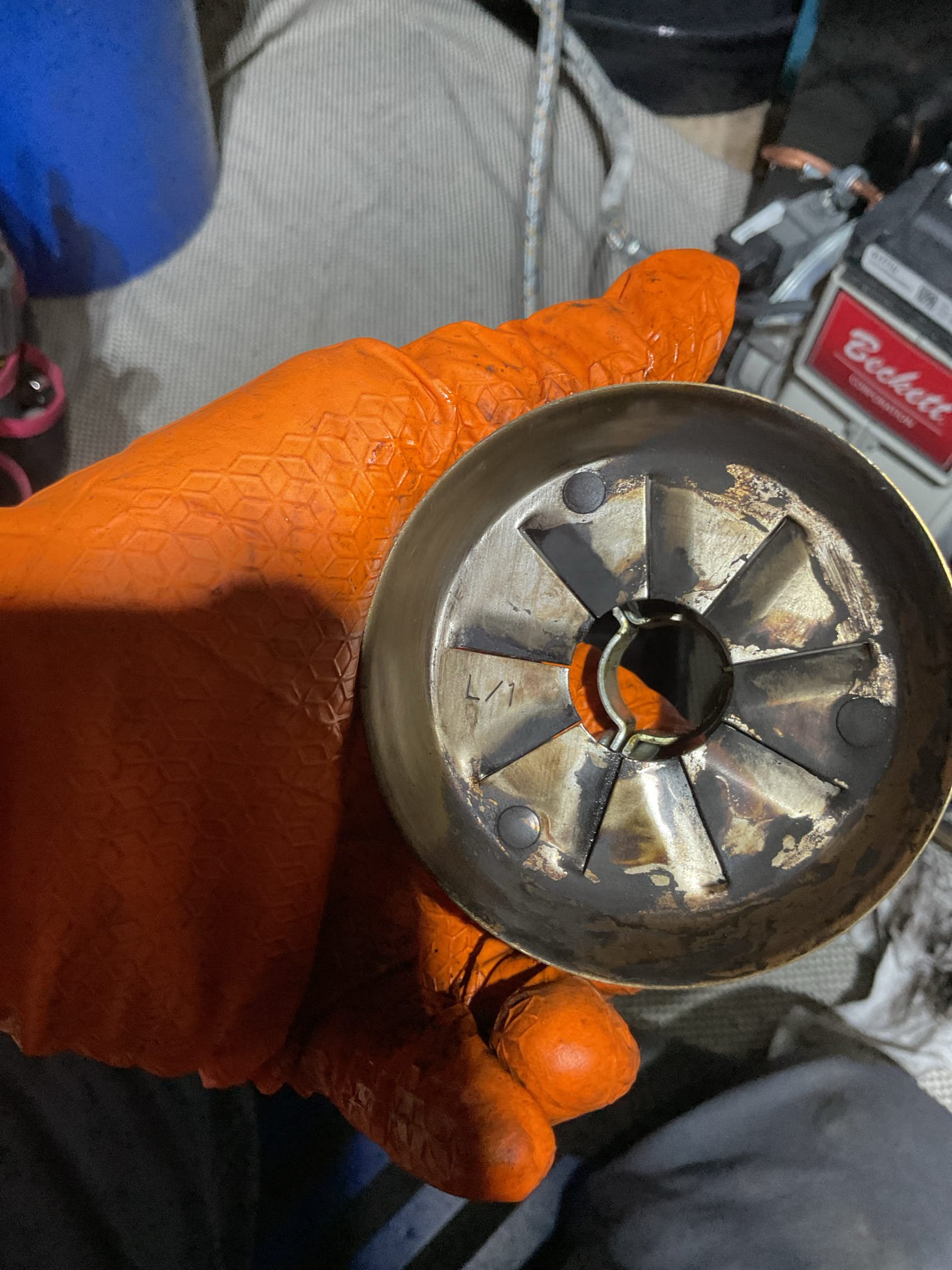 10-2-25 Luis performed oil boiler cleaning/tune up clean heat exchanger and flue pipe. Clean and inspect chimney base ok. Replace oil nozzle and strainer oil filter good at this time (replace about month ago) check all electrical components, burner and water components ok test limit set to 180 high 160 low. Clean and adjust electrodes assembly. Cycle boiler water pressure and temps ok. Provided estimate to install smart thermostat with module (currently two wire only). I also provided estimate to add water sensor around boiler. 